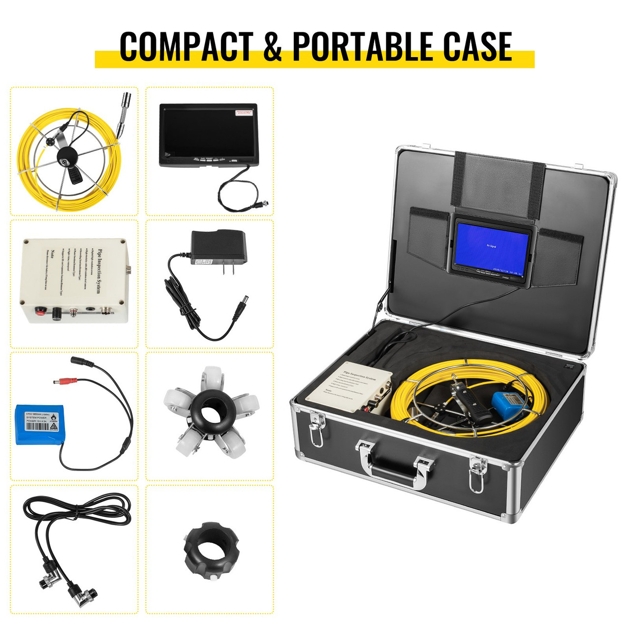 30m Sewer Pipeline Inspection Camera Video Light Case Lcd Monitor Tool Kit