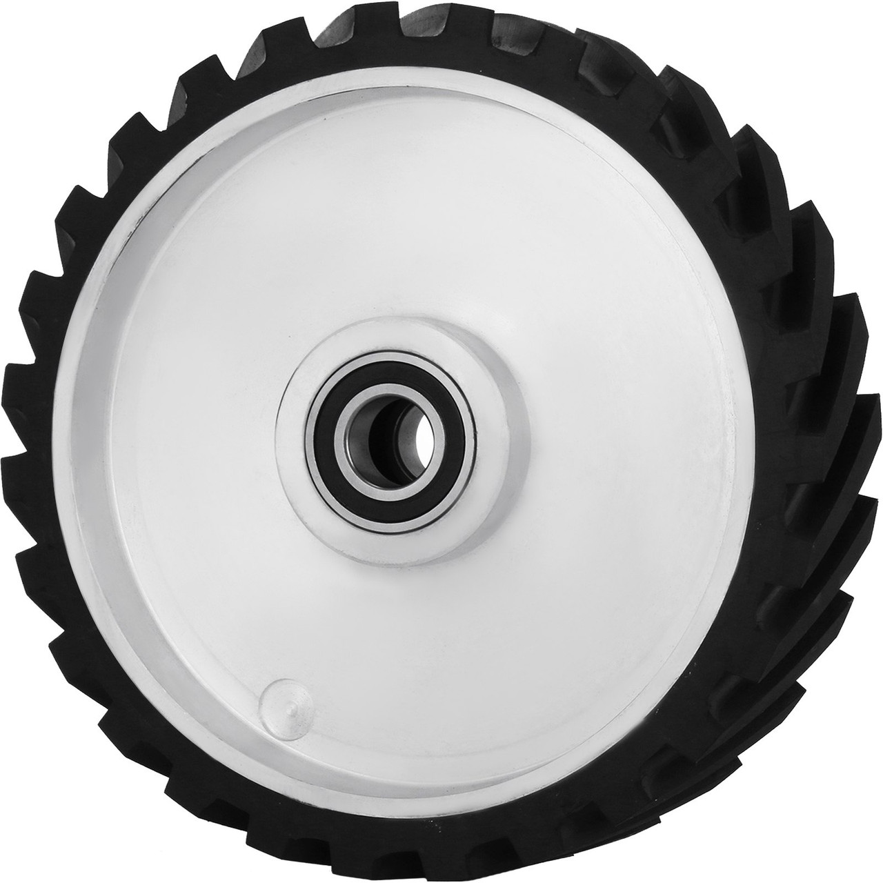 Belt Grinder Rubber Wheel 12 x2 inch,Serrated Rubber Contact Wheel 6206, Bearing Belt Grinder Wheel