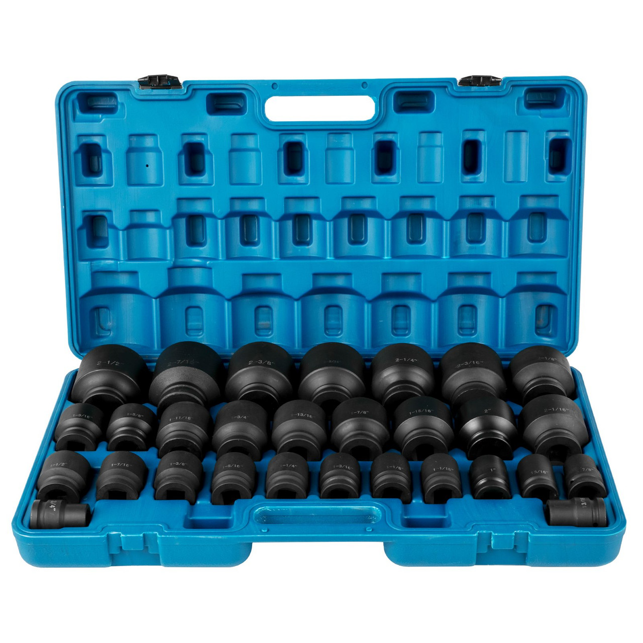 Impact Socket Set 3/4 Inches 29 Piece Impact Sockets, 6-Point Sockets, Rugged Construction, CR-M0, 3/4 Inches Drive Socket Set Impact SAE 3/4 inch - 2-1/2 inch, with a Storage Cage