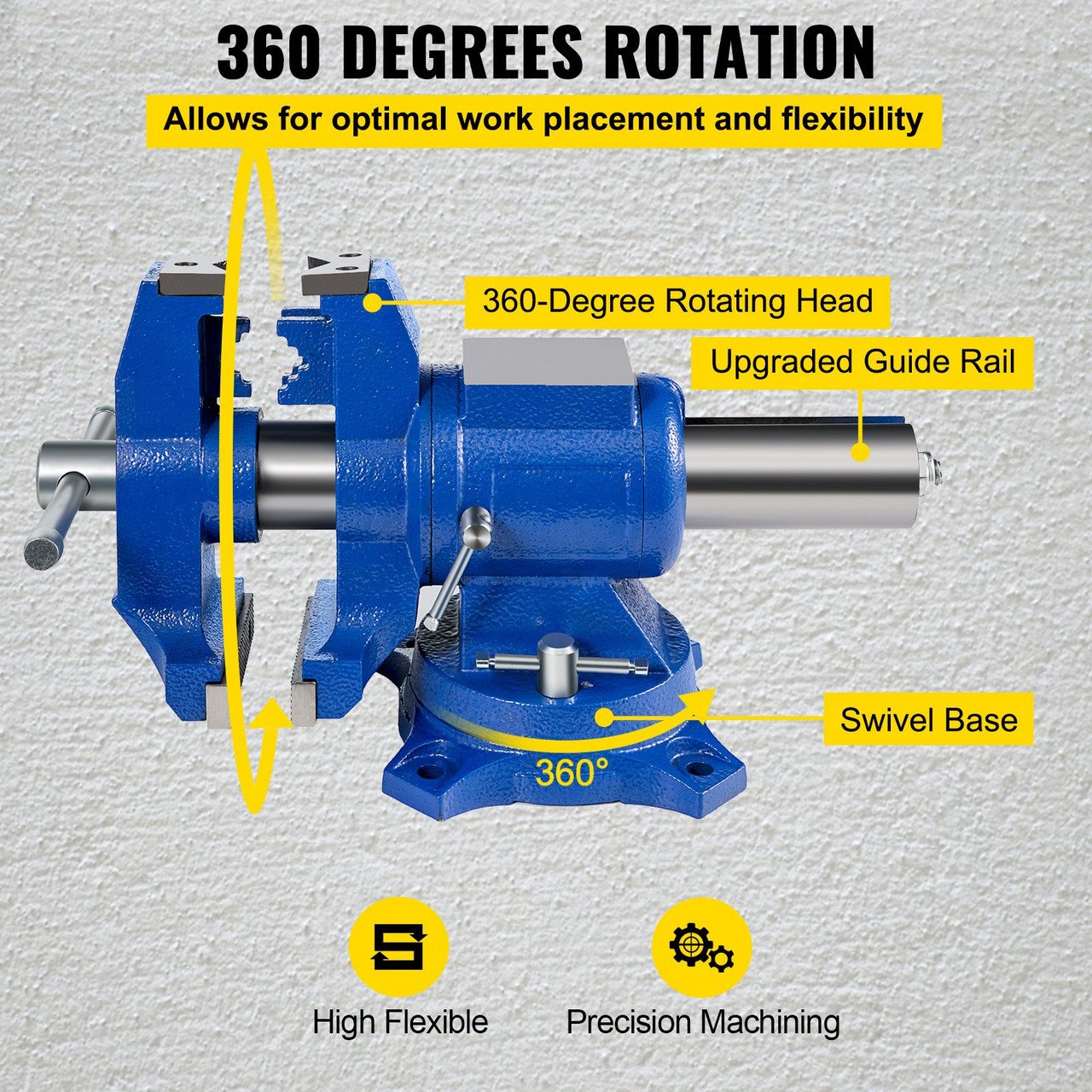 Multipurpose Bench Vise 6" 30Kn Heavy Duty with 360° Swivel Base and Head
