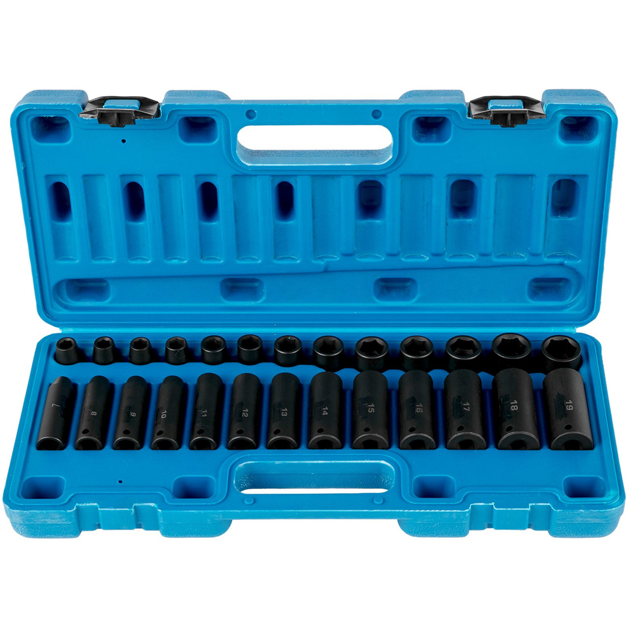 Impact Socket Set 3/8 Inches 26 Piece Impact Sockets, Deep / Standard Socket, 6-Point Sockets, Rugged Construction, Cr-V Socket Set Impact Metric 9mm - 30mm, with a Storage Cage