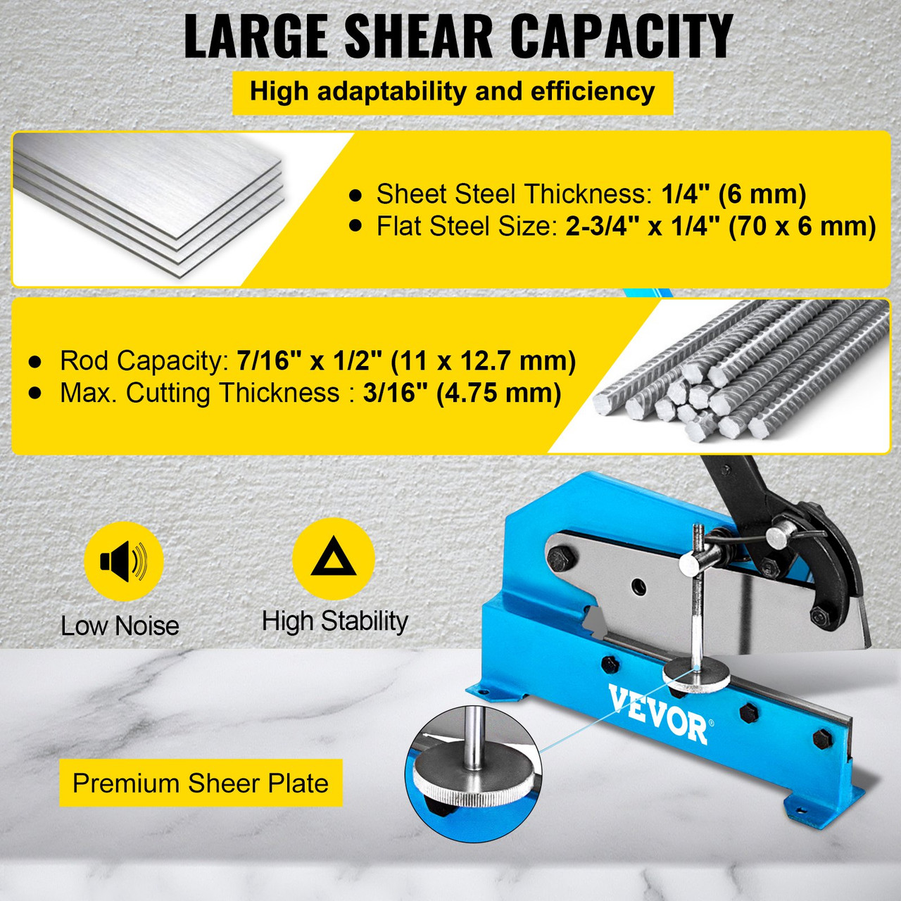 8" Manual Hand Shear Shearer Sheet Metal Steel Cutter