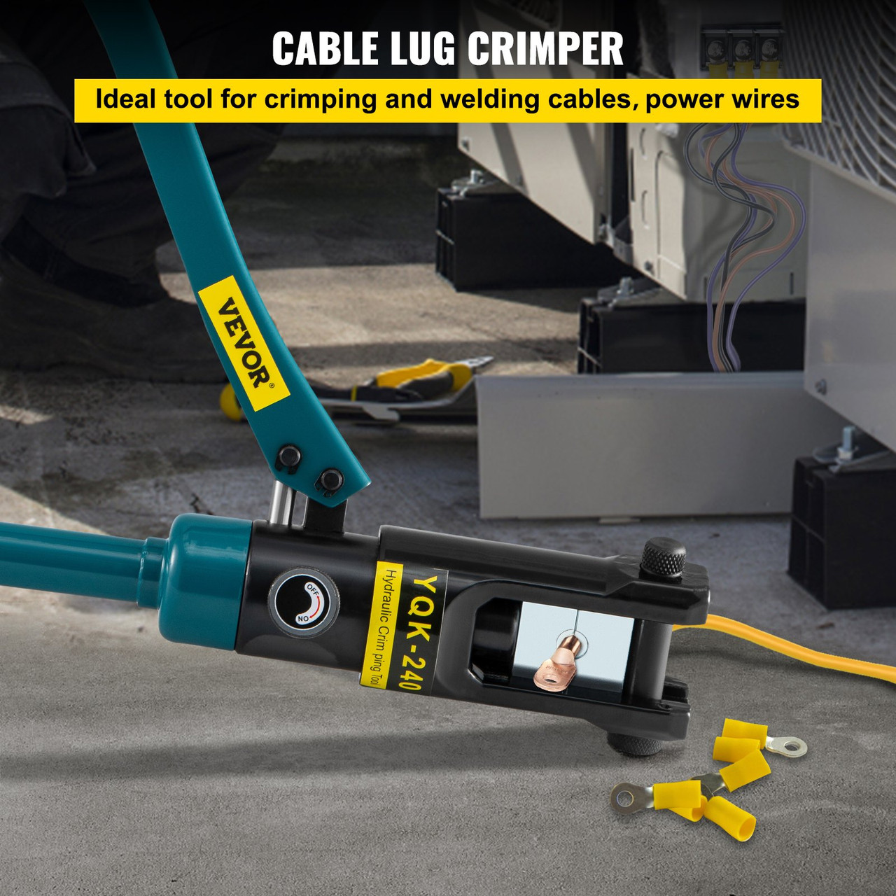 12 Ton Hydraulic Wire Battery Cable Lug Terminal Crimper Crimping Tool 10 Dies