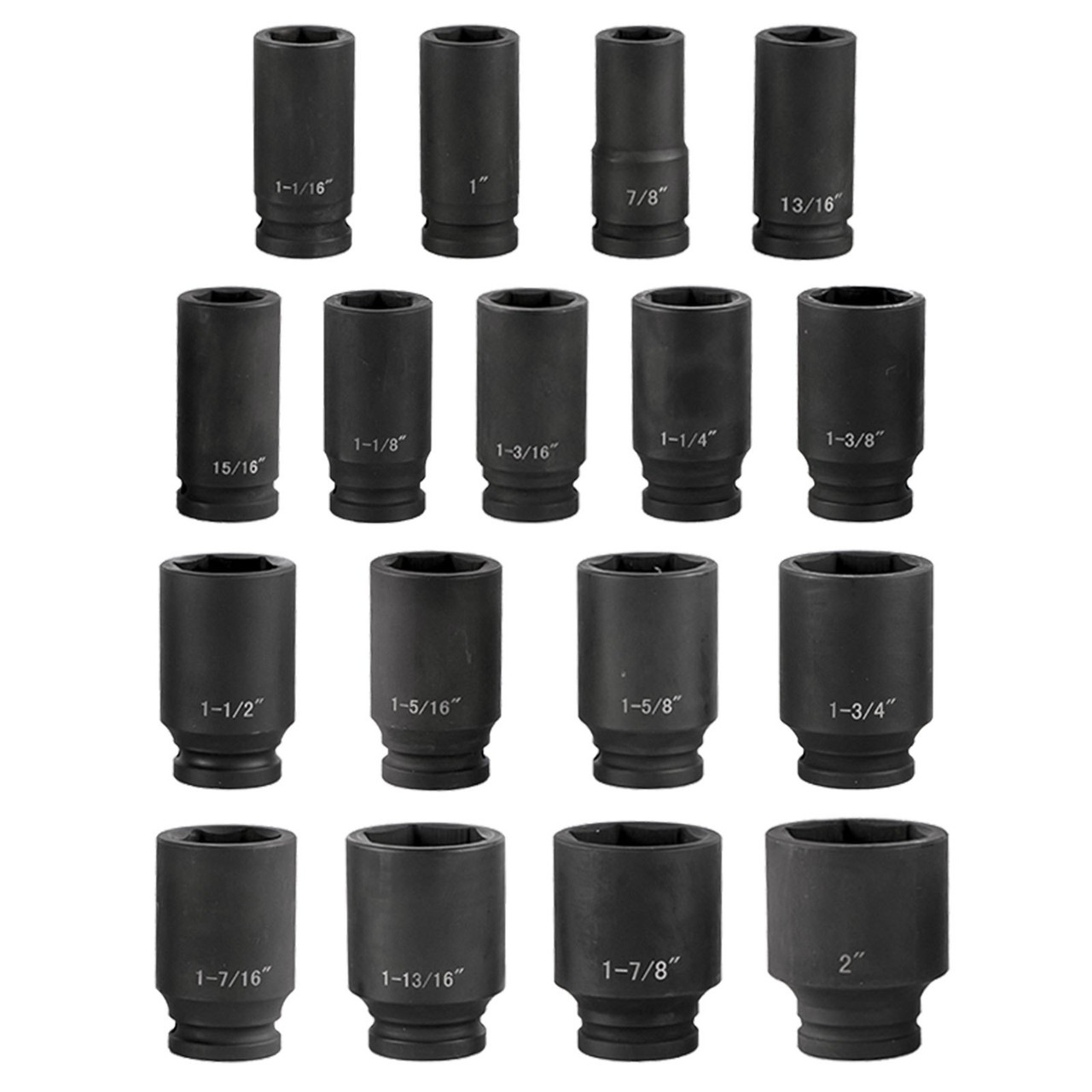 Impact Socket Set 3/4 Inches 22 Piece Deep Impact Sockets, Socket Assortment 3/4 Inches Drive Socket Set Impact Standard SAE Sizes 7/8 Inches to 2 Inches Includes Adapters and Ratchet Handle