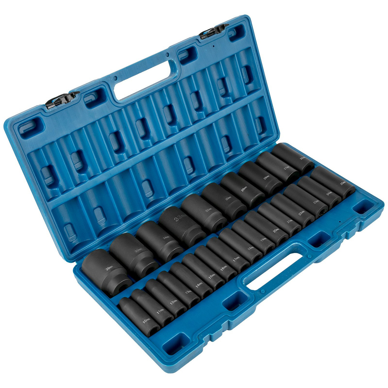 Impact Socket Set 1/2 Inches 26 Piece Impact Sockets, Deep Socket, 6-Point Sockets, Rugged Construction, Cr-V, 1/2 Inches Drive Socket Set Impact Metric 10mm - 36mm, with a Storage Cage