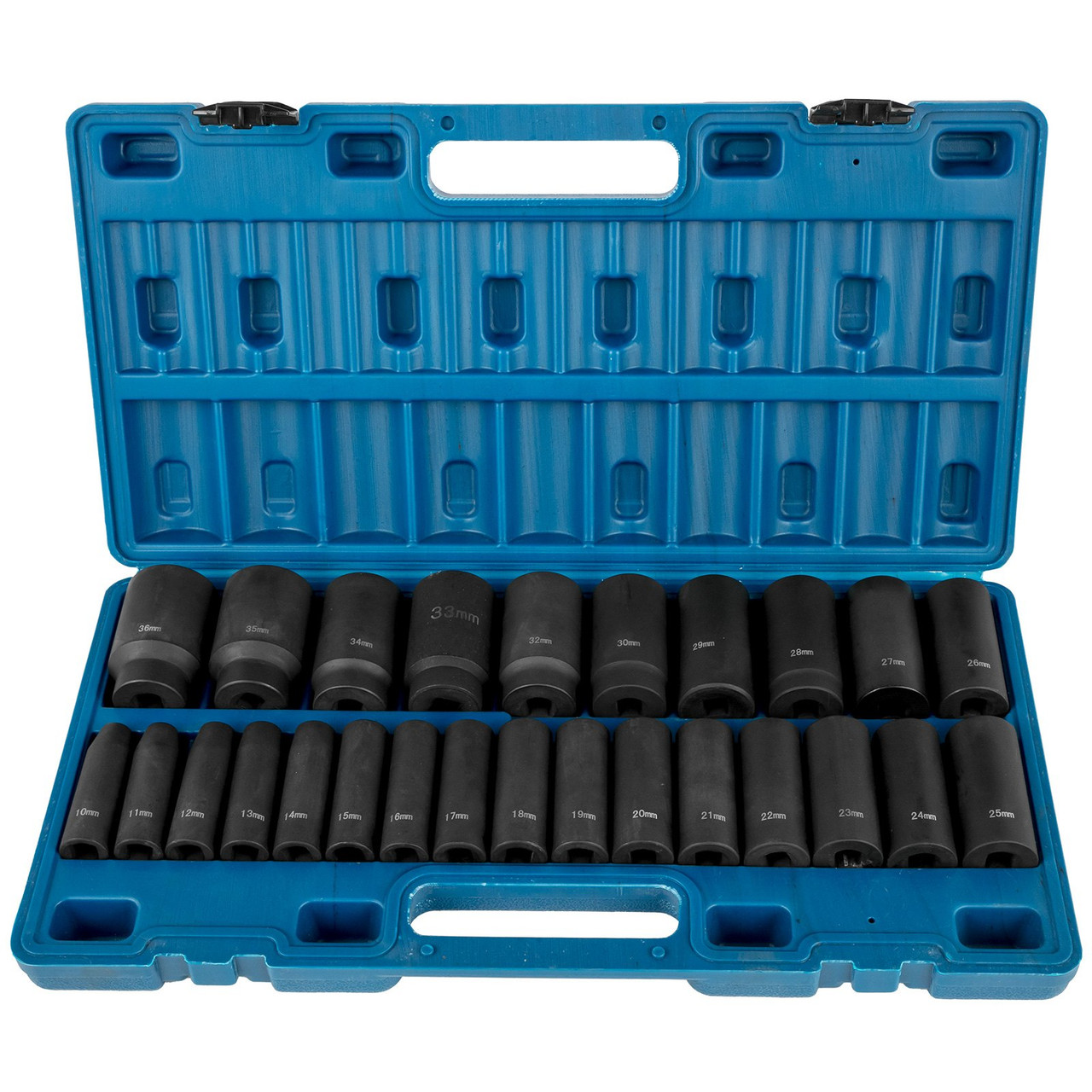 Impact Socket Set 1/2 Inches 26 Piece Impact Sockets, Deep Socket, 6-Point Sockets, Rugged Construction, Cr-V, 1/2 Inches Drive Socket Set Impact Metric 10mm - 36mm, with a Storage Cage