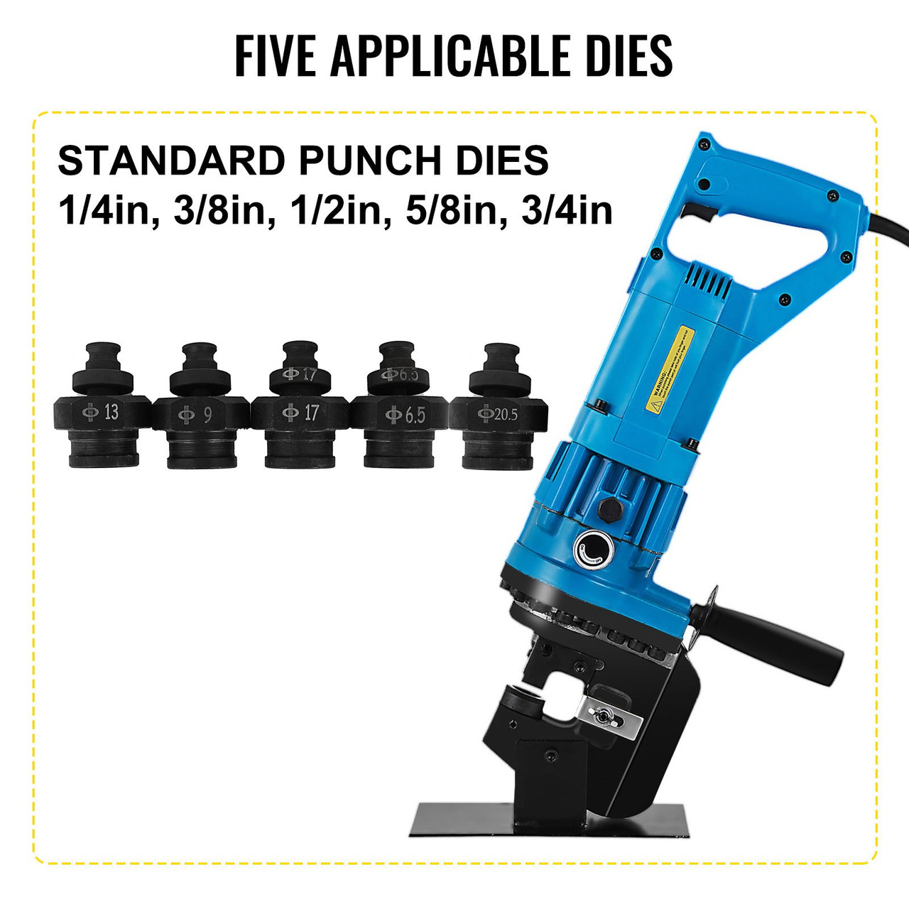 Electric Hydraulic Hole Puncher 900W Knockout Punch Kit Max 8mm w/ 5 Dies