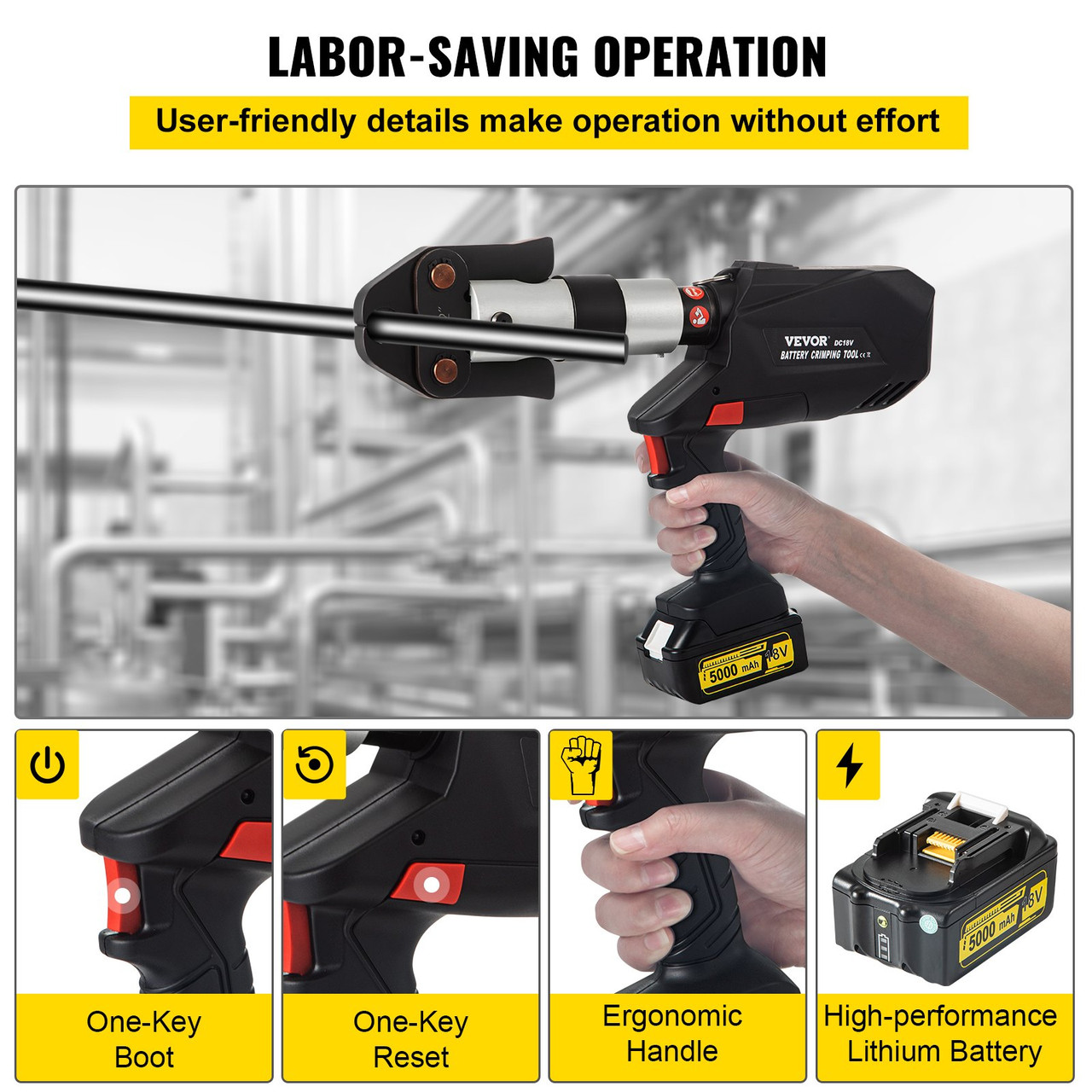 Propress Tool Kit Crimp Ring 18V Machine for Copper w/ 6 Crimping Jaws