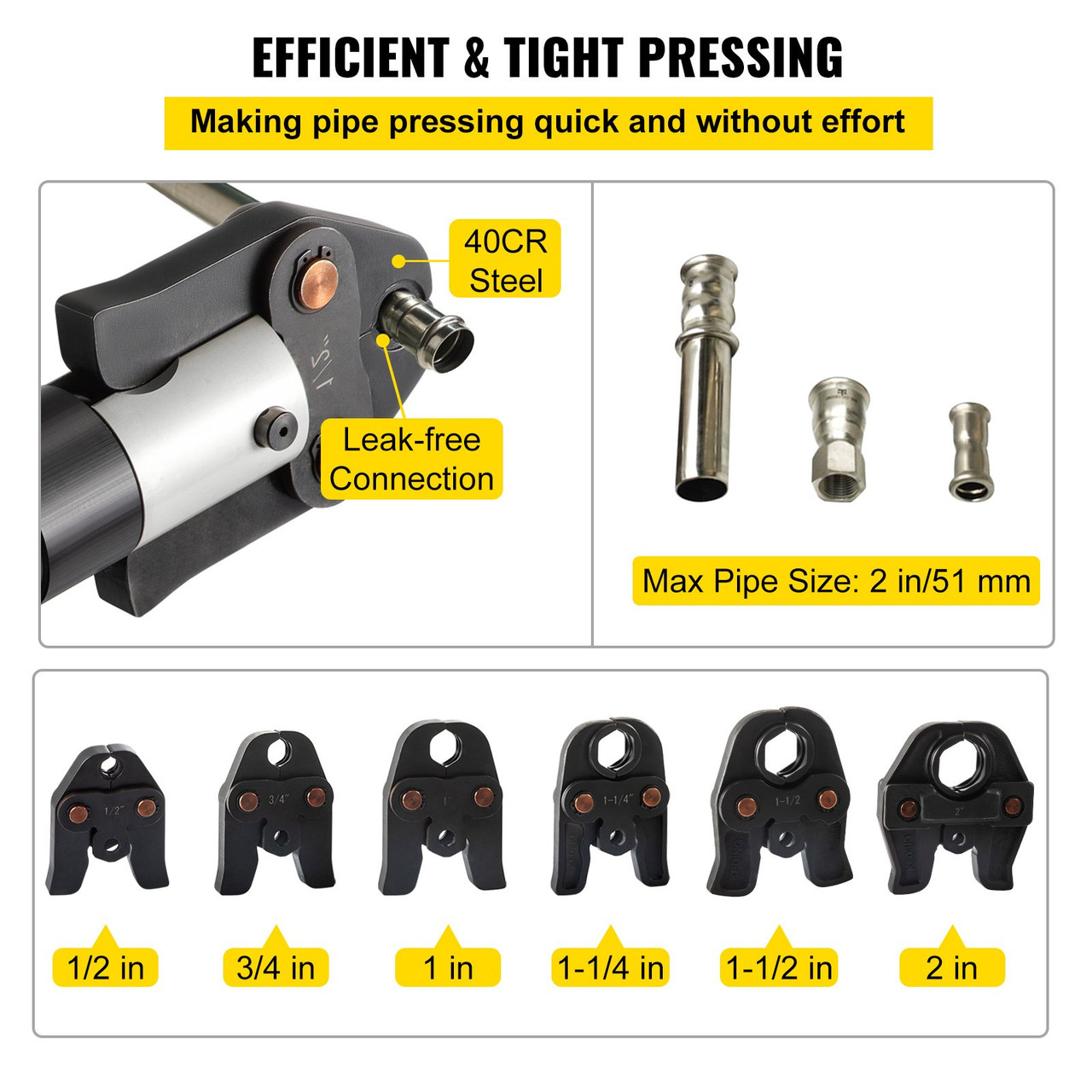 Propress Tool Kit Crimp Ring 18V Machine for Copper w/ 6 Crimping Jaws