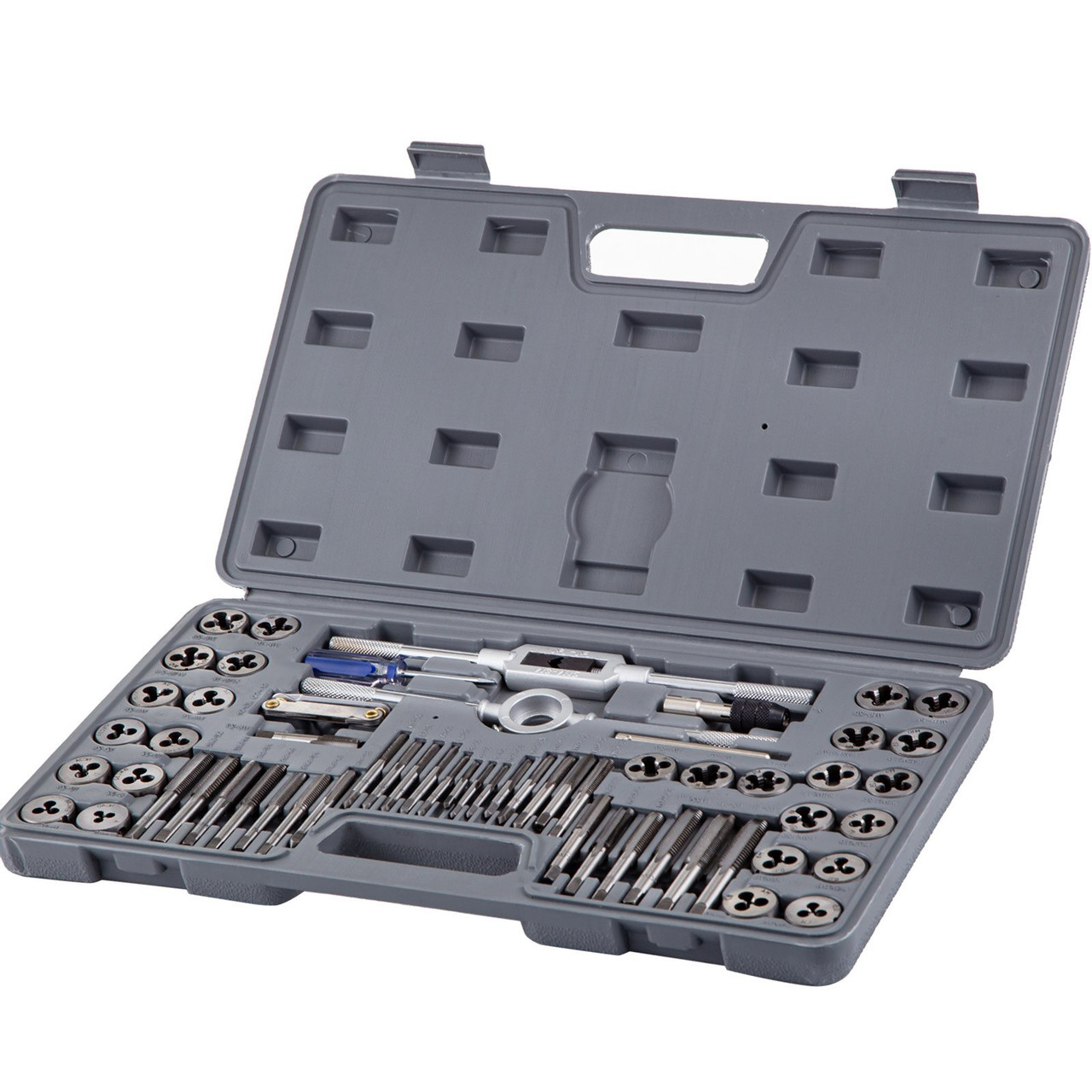 Tap and Die Set, 60 PC Tap Set Metric and Sae with Storage Case, Carbon Steel Internal and External Tap and Die Set Metric and Standard, Used for Create New Threads or Repair Damaged Threads