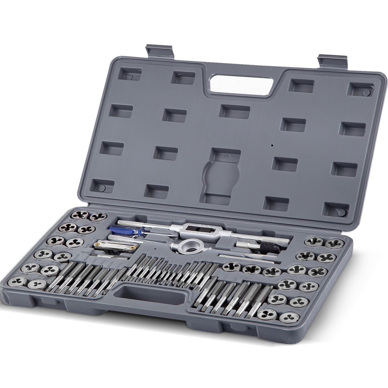 Tap and Die Set, 60 PC Tap Set Metric and Sae with Storage Case, Carbon Steel Internal and External Tap and Die Set Metric and Standard, Used for Create New Threads or Repair Damaged Threads