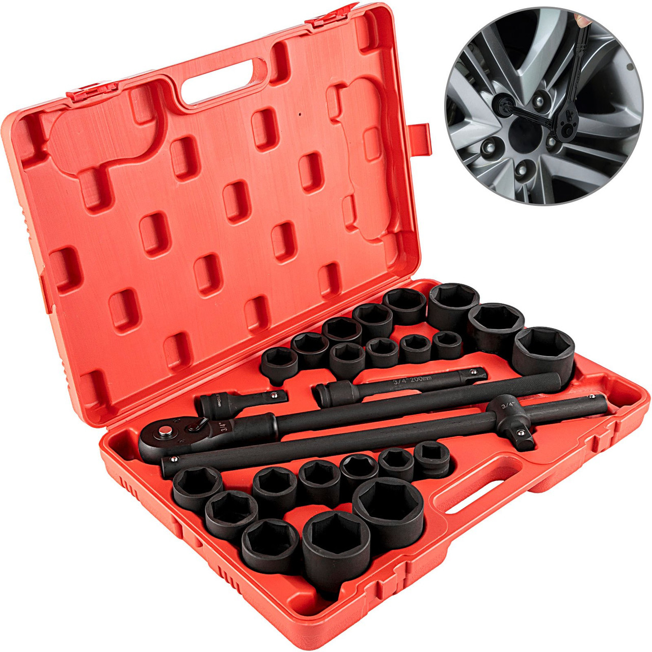 Impact Socket Set 3/4 Inches 27 Piece Standard Impact Sockets, Socket Assortment, 3/4 Inches Drive Socket Set Impact Standard SAE (7/8 Inches to 2 Inches) & Metric Sizes (22 mm-50 mm)