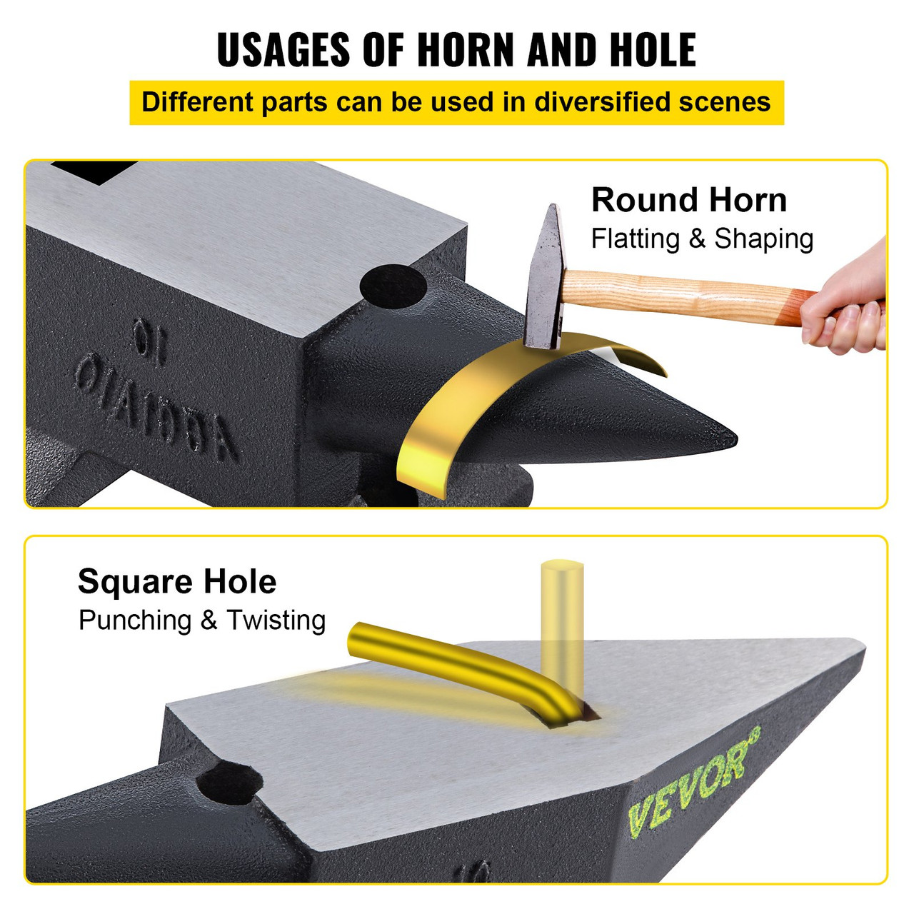 Blacksmith Anvil Steel Round Horn Anvil 22lb 10kg 2 Holes for Metal Work