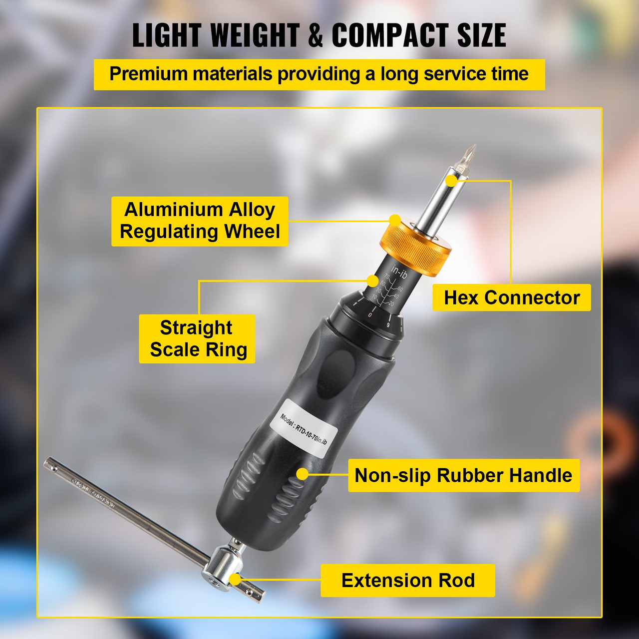 Torque Screwdriver, 1/4" Drive Screwdriver Torque Wrench, Torque Screwdriver Electrician 10-70 in/lbs Torque Range Accurate to ñ5%, Adjustable inch Pound Torque Screwdriver with Bits & Case