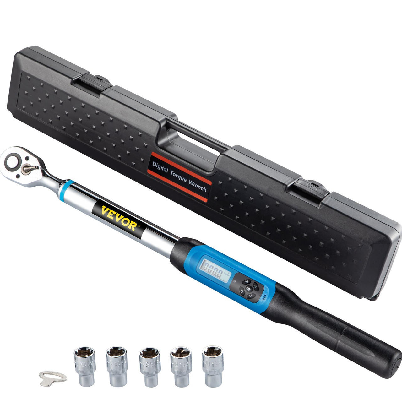 Digital Torque Wrench, 1/2" Drive Electronic Torque Wrench, Torque Wrench Kit 7.47-147.5 ft-lb Torque Range Accurate to Ã±2%, Adjustable Torque Wrench w/LED Display and Buzzer, Socket Set & Case