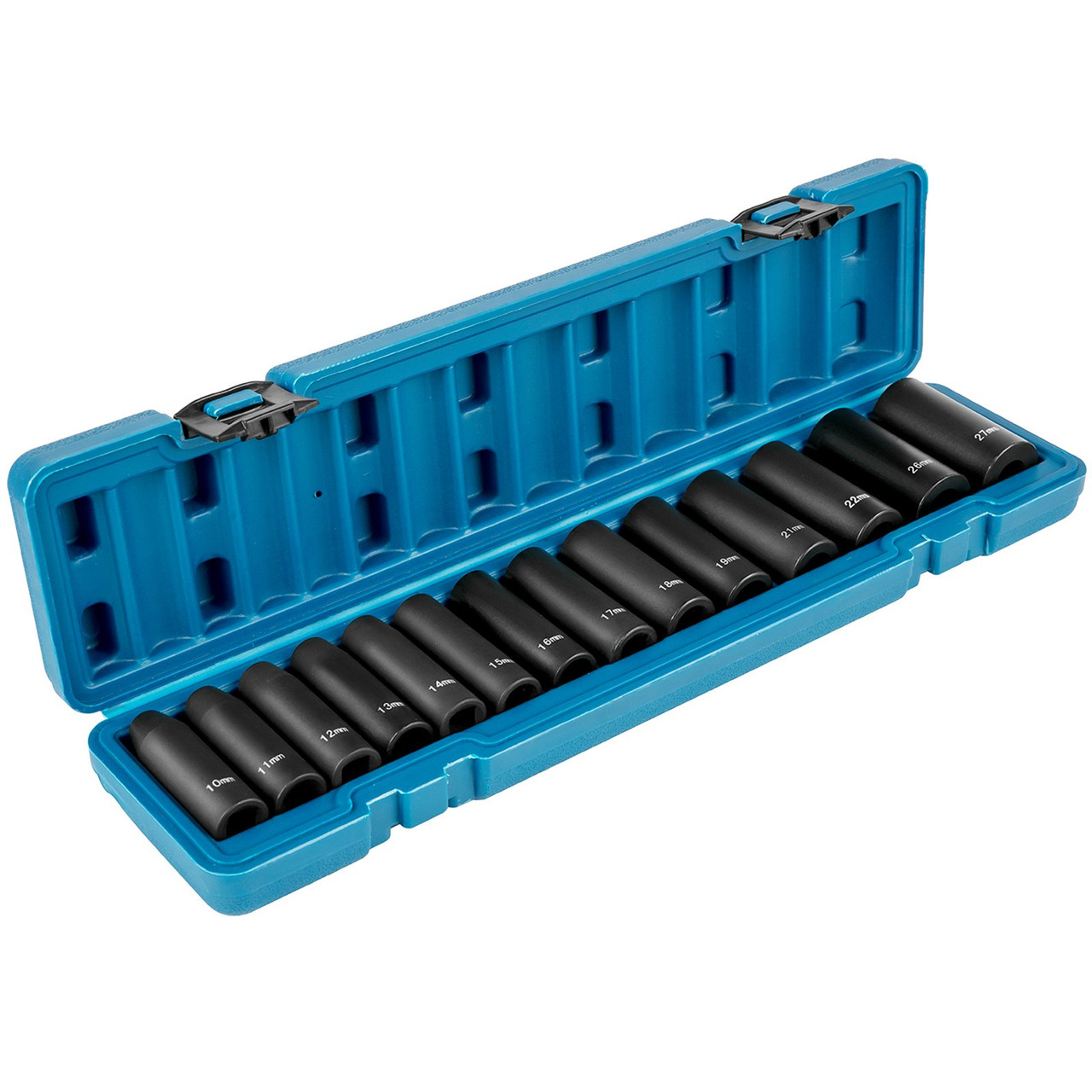 Impact Socket Set 1/2 Inch 14 Piece Impact Sockets, Deep Socket, 6-Point Sockets, Rugged Construction, Cr-V, 1/2 Inch Drive Socket Set Impact Metric 10mm - 27mm, with a Storage Cage