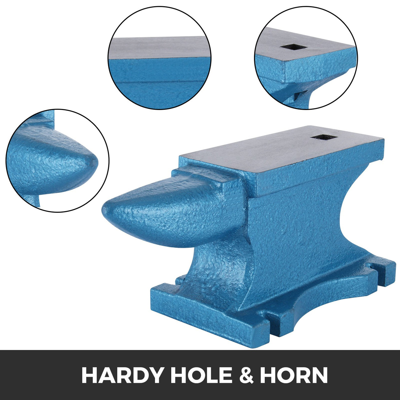 99 lb Blacksmith Anvil, Cast-Iron 45 kg Heat Treated Long Round Horn