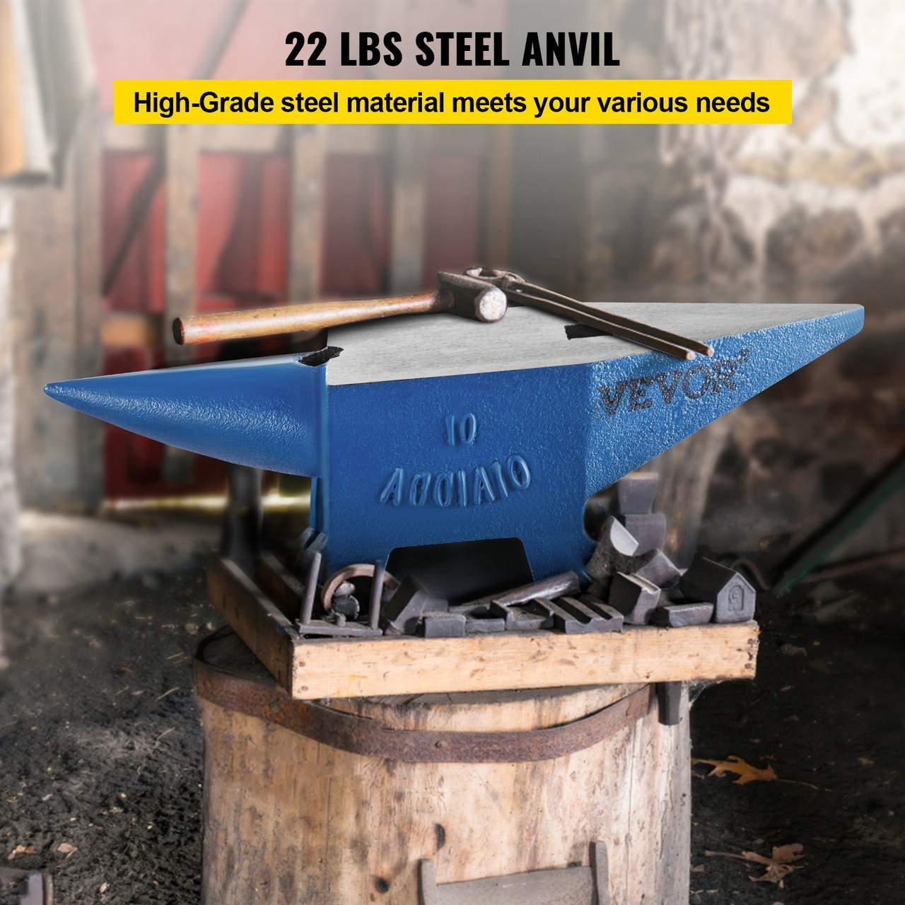 Steel Anvil Blacksmith 22LBS (10KG) Forged Steel W/ Round And Square Hole
