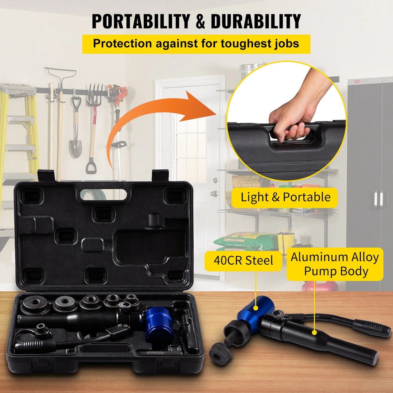Hydraulic Hole Punch Knockout Set Knockout Kit 6 Dies 1/2" to 2" 98KN