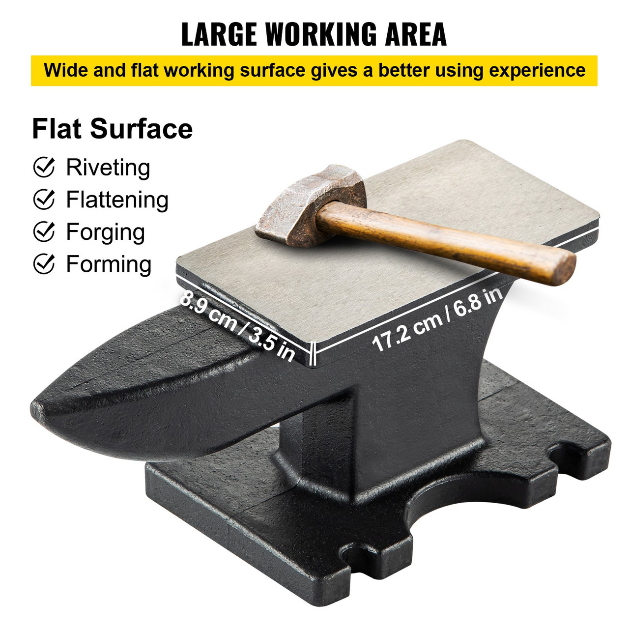 Cast Iron Anvil, 25 Lbs(11kg) Single Horn Anvil with 6.8 x 3.5 inch Countertop and Stable Base, High Hardness Rugged Round Horn Anvil Blacksmith, for Bending, Shaping