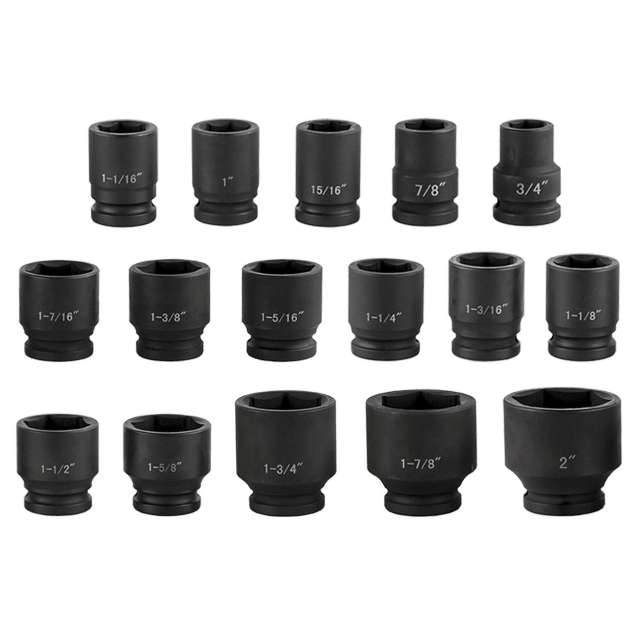 Impact Socket Set 3/4 Inches 21 Piece Standard Impact Sockets, Socket Assortment 3/4 Inches Drive Socket Set Impact Standard SAE Sizes 3/4 Inches to 2 Inches Includes Adapters and Ratchet Handle