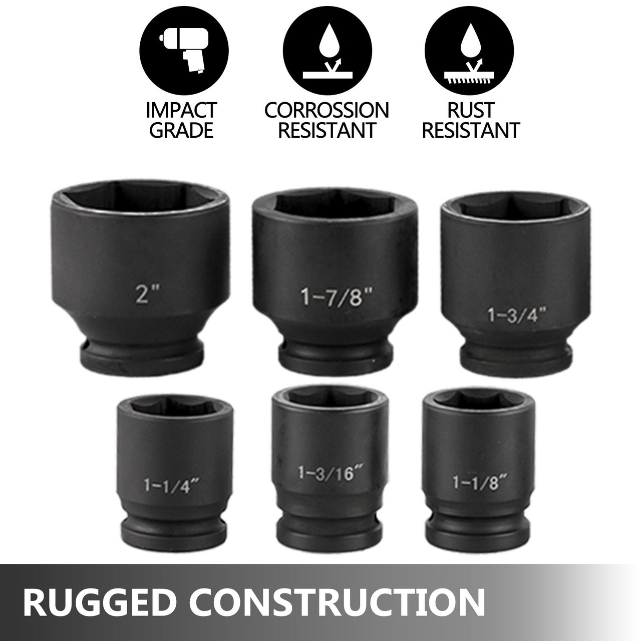 Impact Socket Set 3/4 Inches 21 Piece Standard Impact Sockets, Socket Assortment 3/4 Inches Drive Socket Set Impact Standard SAE Sizes 3/4 Inches to 2 Inches Includes Adapters and Ratchet Handle