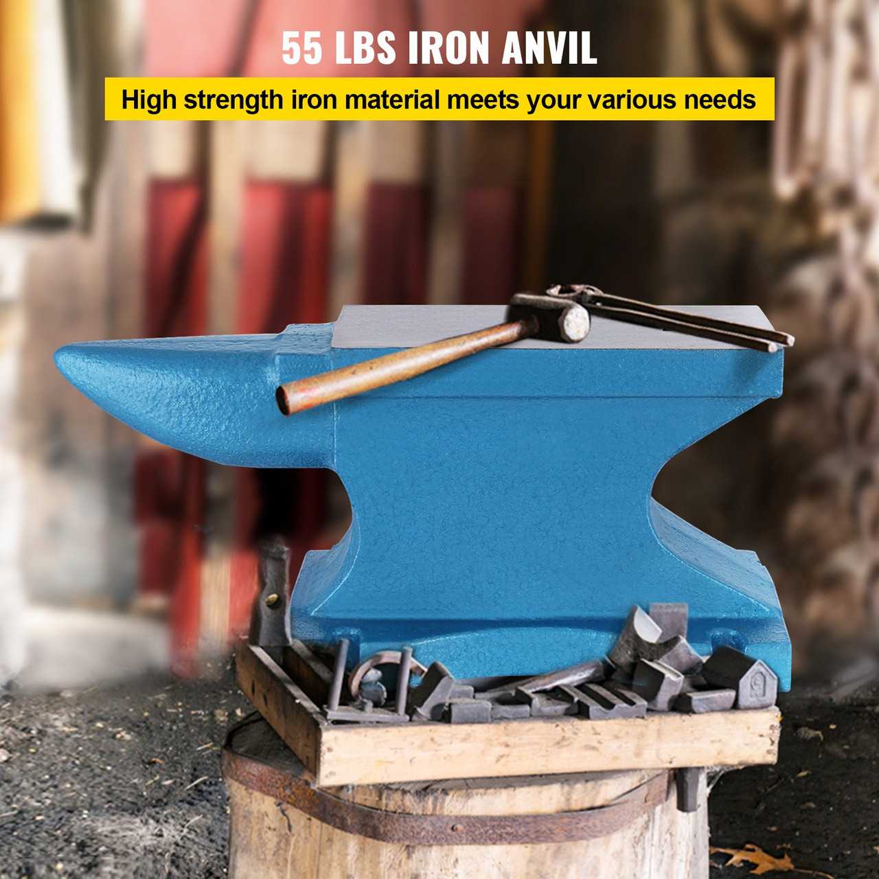 55 lb Anvil Blacksmith Cast-Iron 25 kg Heat Treated Long Round Horn