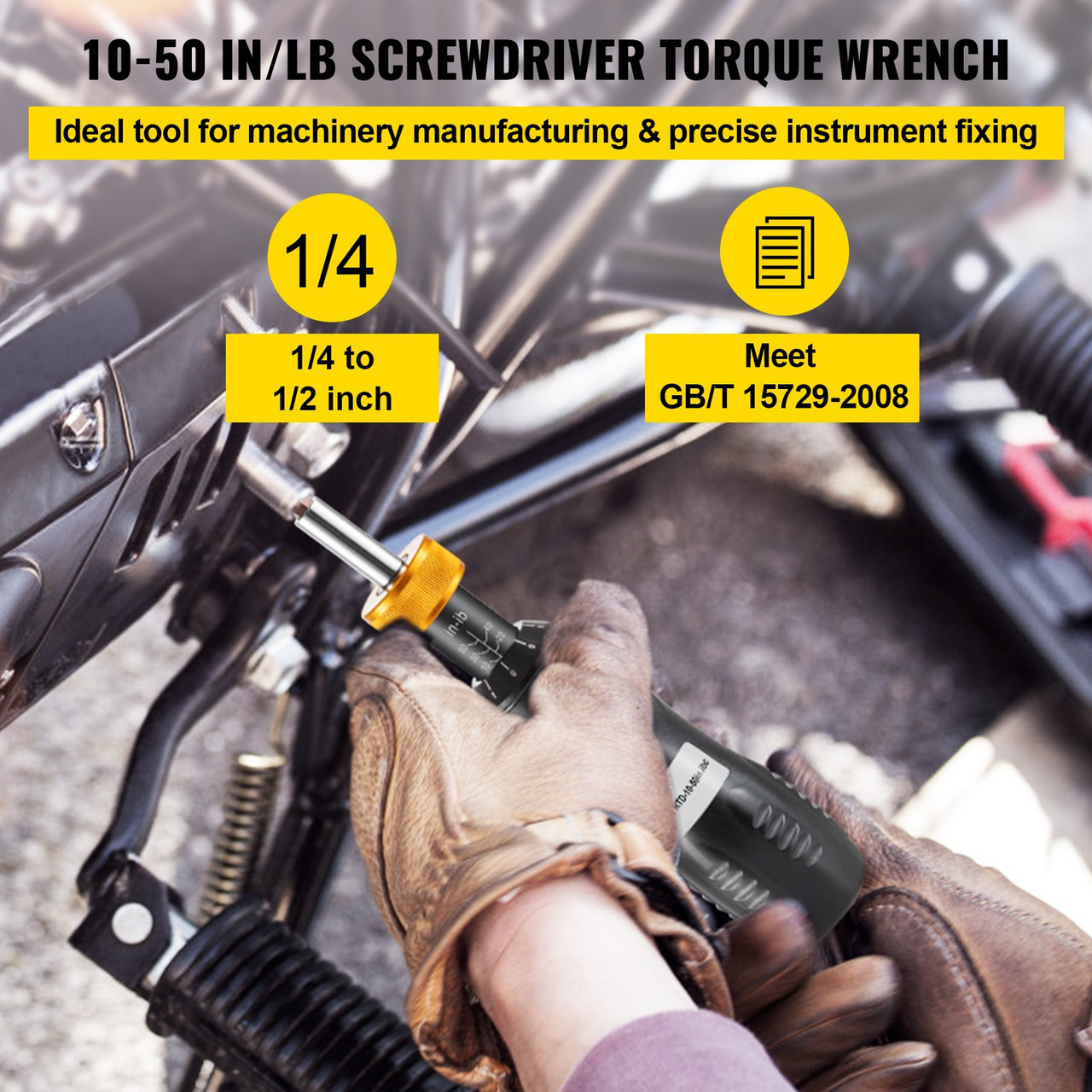 Torque Screwdriver, 1/4" Drive Screwdriver Torque Wrench, Torque Screwdriver Electrician 10-50 in/lbs Torque Range Accurate to ñ5%, 1/4 to 1/2 Conversion Head with Bits & Case