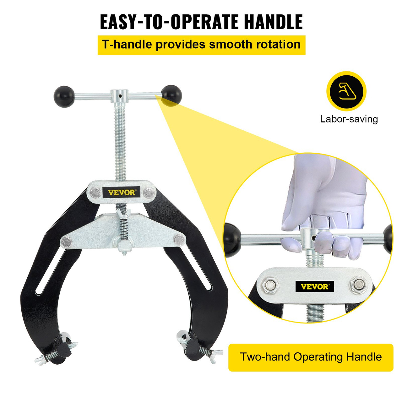 Pipe Clamp, 2 to 6 in, High Strength Ultra Clamp with Quick Acting Screws, Steel Pipe Alignment Tool with Lightweight Design, Black