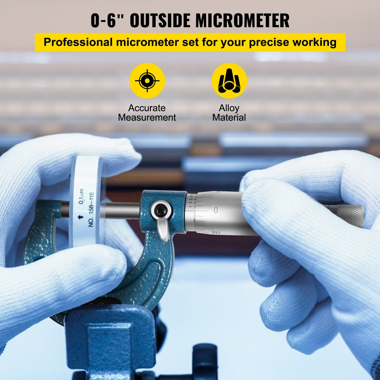 Outside Micrometer Premium Precision Carbide Tips Machinist Tool 0-6"
