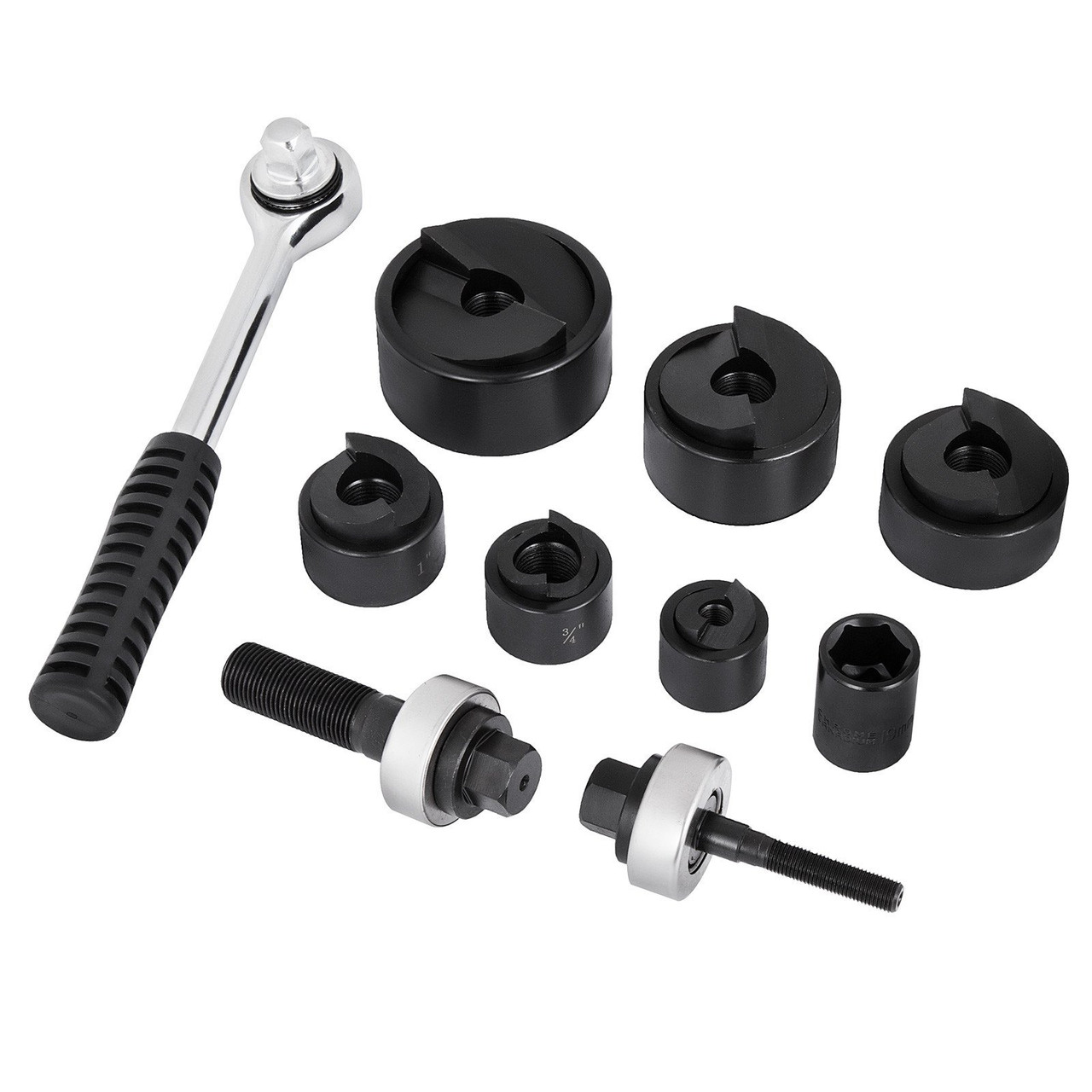 Cc-60 Ratchet Knockout Punch Driver Set 1/2" To 2" 6 Dies W/ Ratchet Wrench