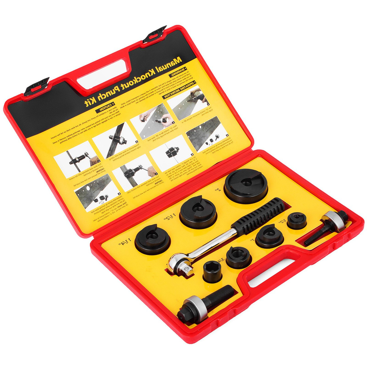 Cc-60 Ratchet Knockout Punch Driver Set 1/2" To 2" 6 Dies W/ Ratchet Wrench