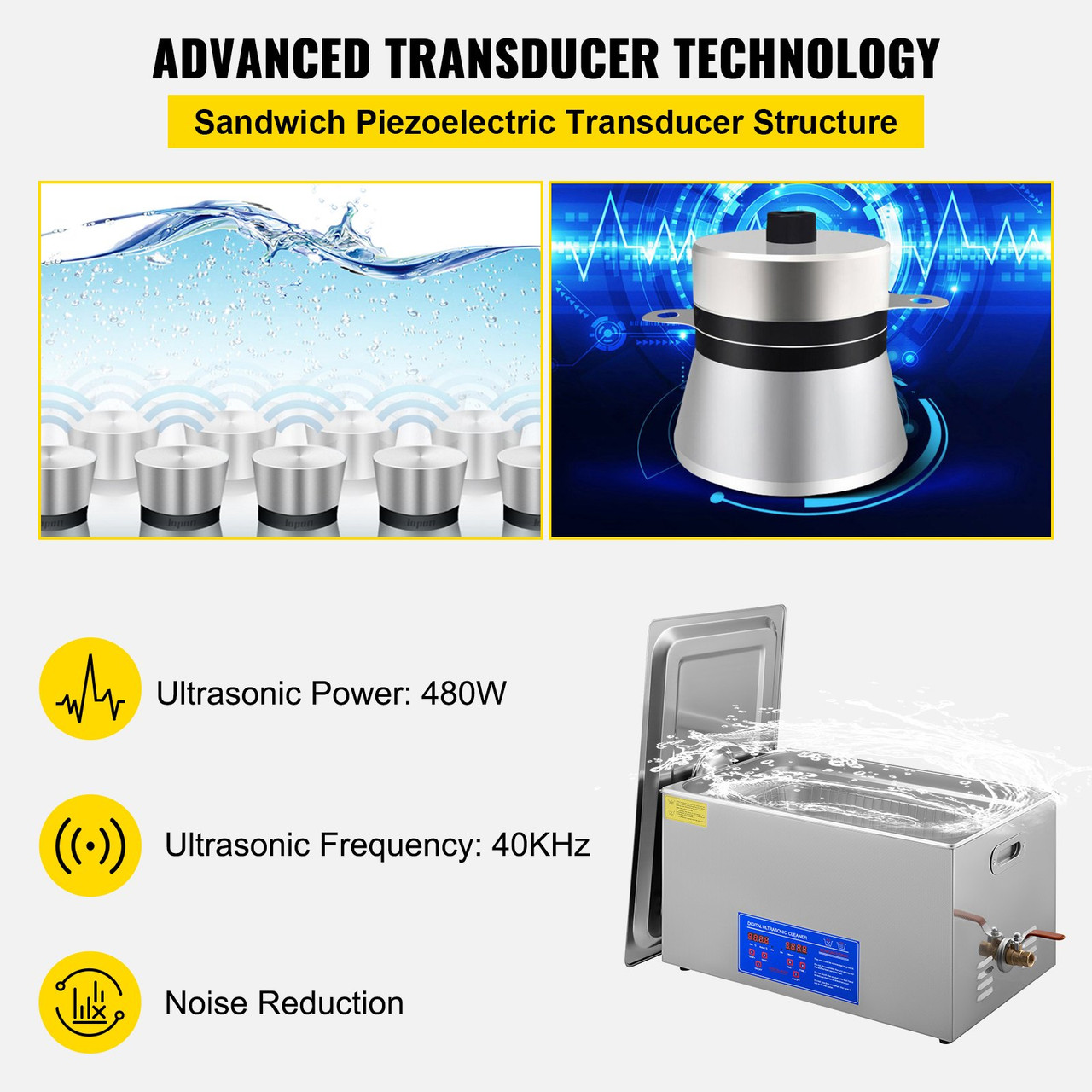 22L Industrial Ultrasonic Cleaner with Digital Timer&Heater 40kHz Professional Ultrasonic Cleaner 110V with Excellent Cleaning Effect for Wrench Tools Industrial Parts Mental Apparatus
