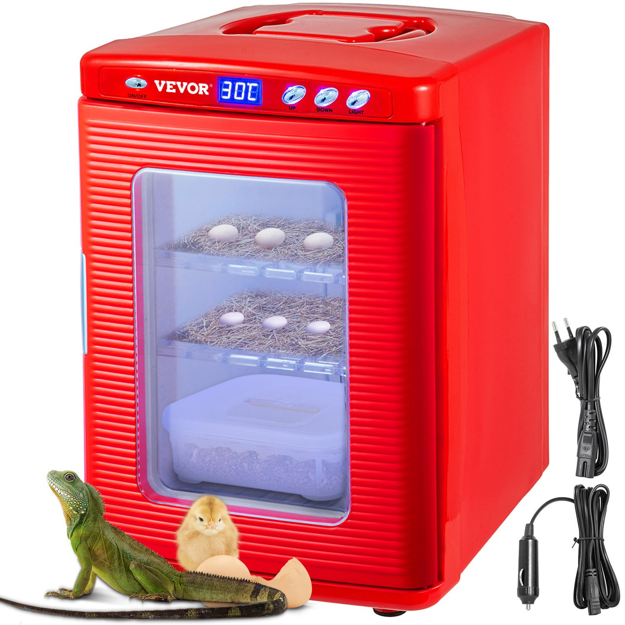 Red Reptile Incubator 25L Scientific Lab Incubator Digital Incubator Cooling and Heating 5-60Ã¸C Reptile Egg Incubator 12V/110V Work for Small Reptiles