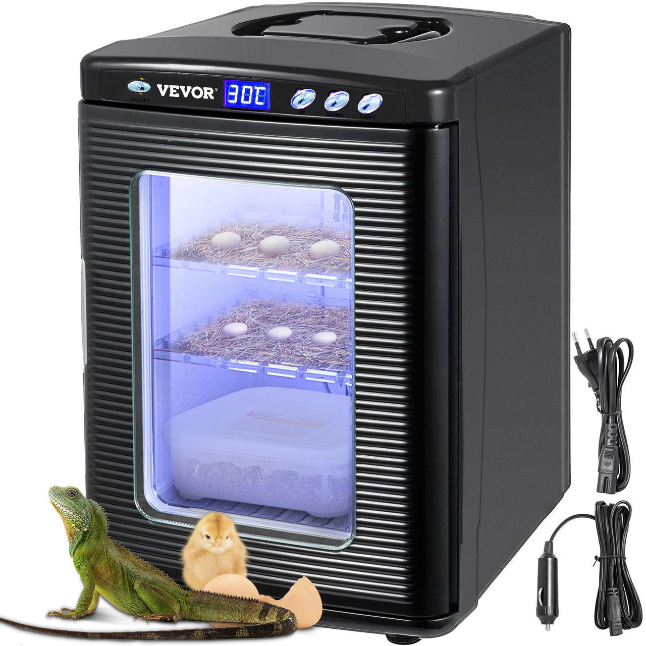 Black Reptile Incubator 25L Scientific Lab Incubator Digital Incubator Cooling and Heating 5-60øC Reptile Egg Incubator 12V/110V Work for Small Reptiles