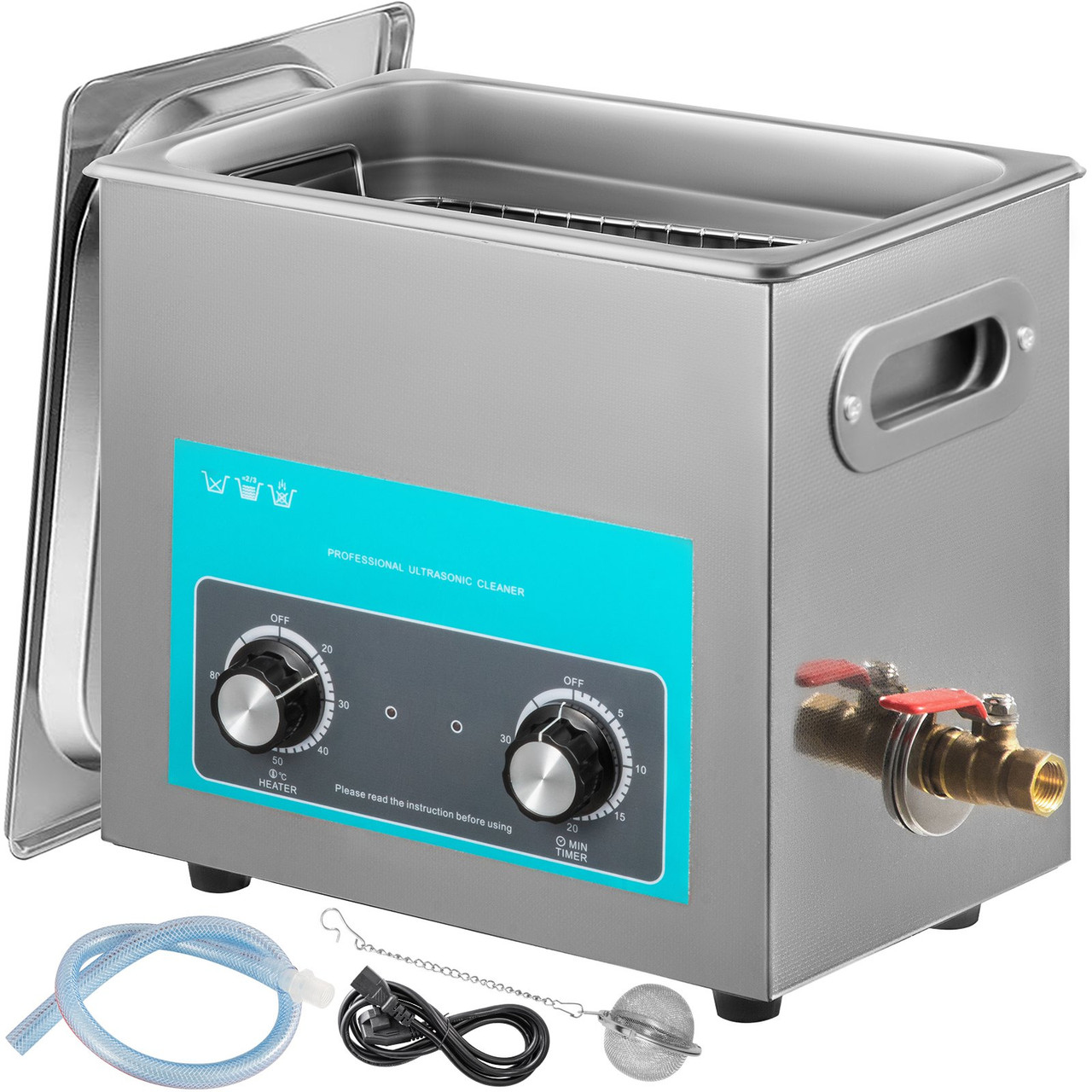 6l Ultrasonic Cleaner With Heater Timer Knob Control Solution Lab Water  Drain