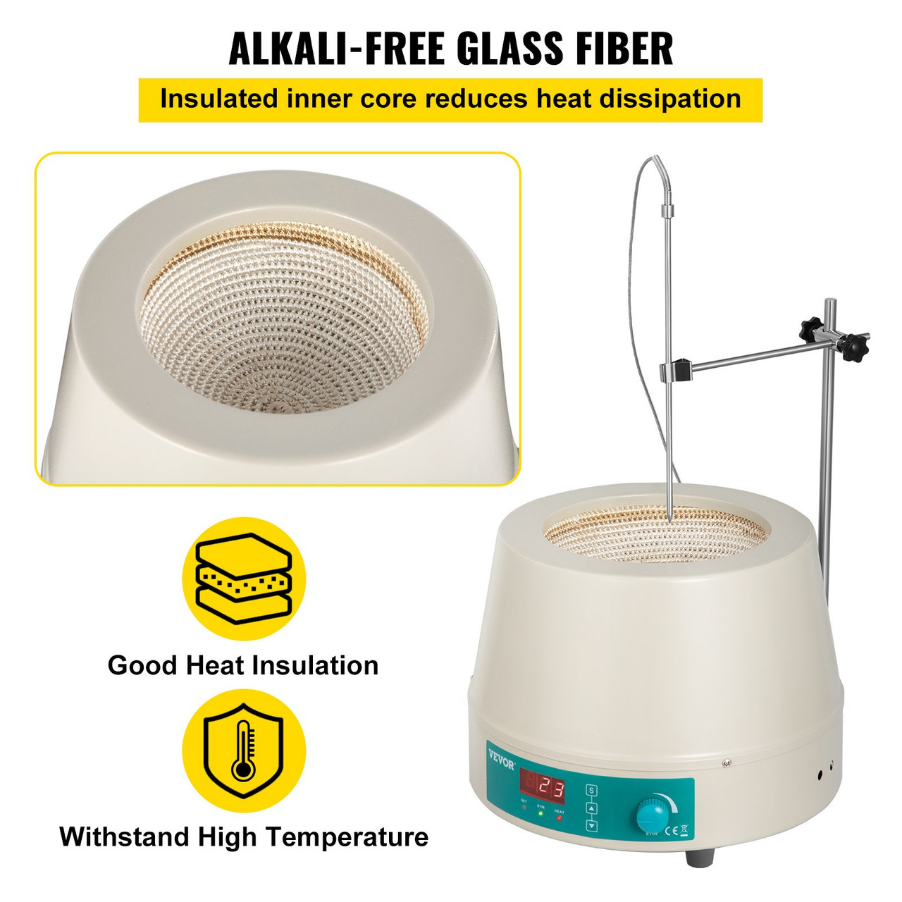 Heating Mantle 2000ml Electric Magnetic Stirring Heating Mantle 600W Digital Magnetic Stirrer Mantle, Max Temp 450 ø C Digital Magnetic Heating Mantle Kit 2000ml