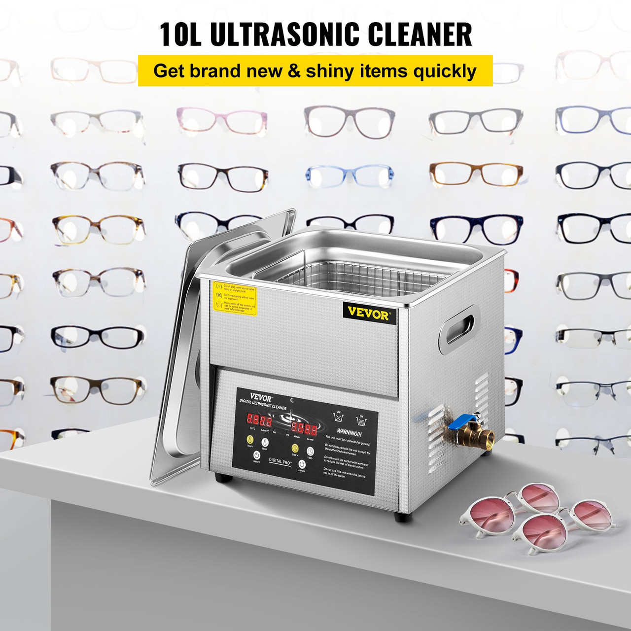 Knob Ultrasonic Cleaner 3L 40 KHZ Ultrasonic Cleaning Machine with Heater &  Timer for Cleaning Jewelry Eyeglasses Watch