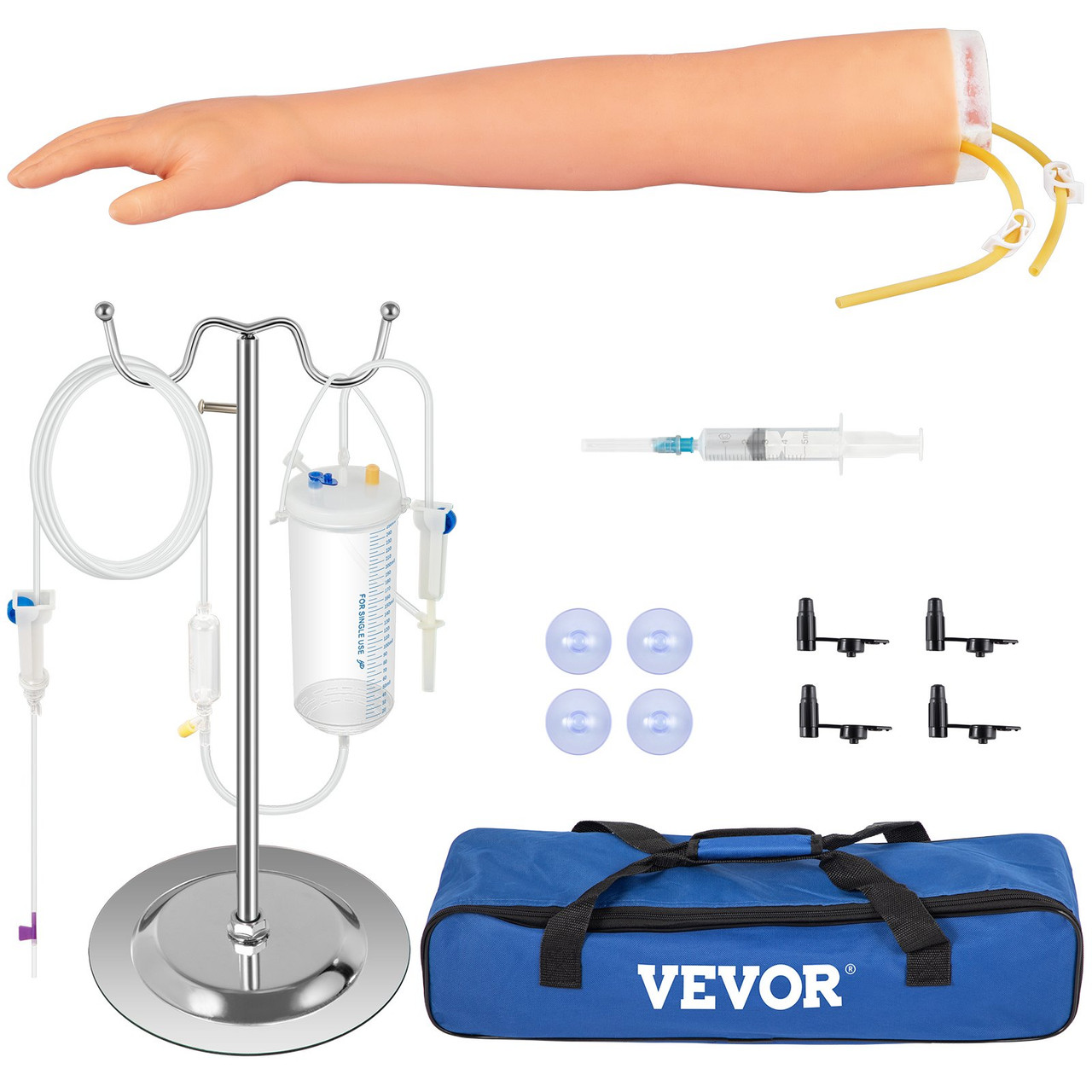 12 PCS Phlebotomy Practice Kit, IV Venipuncture Intravenous Training, High Simulation IV Practice Arm Kit with Carrying Bag, Practice and Perfect IV Skills, for Students Nurses and Professionals