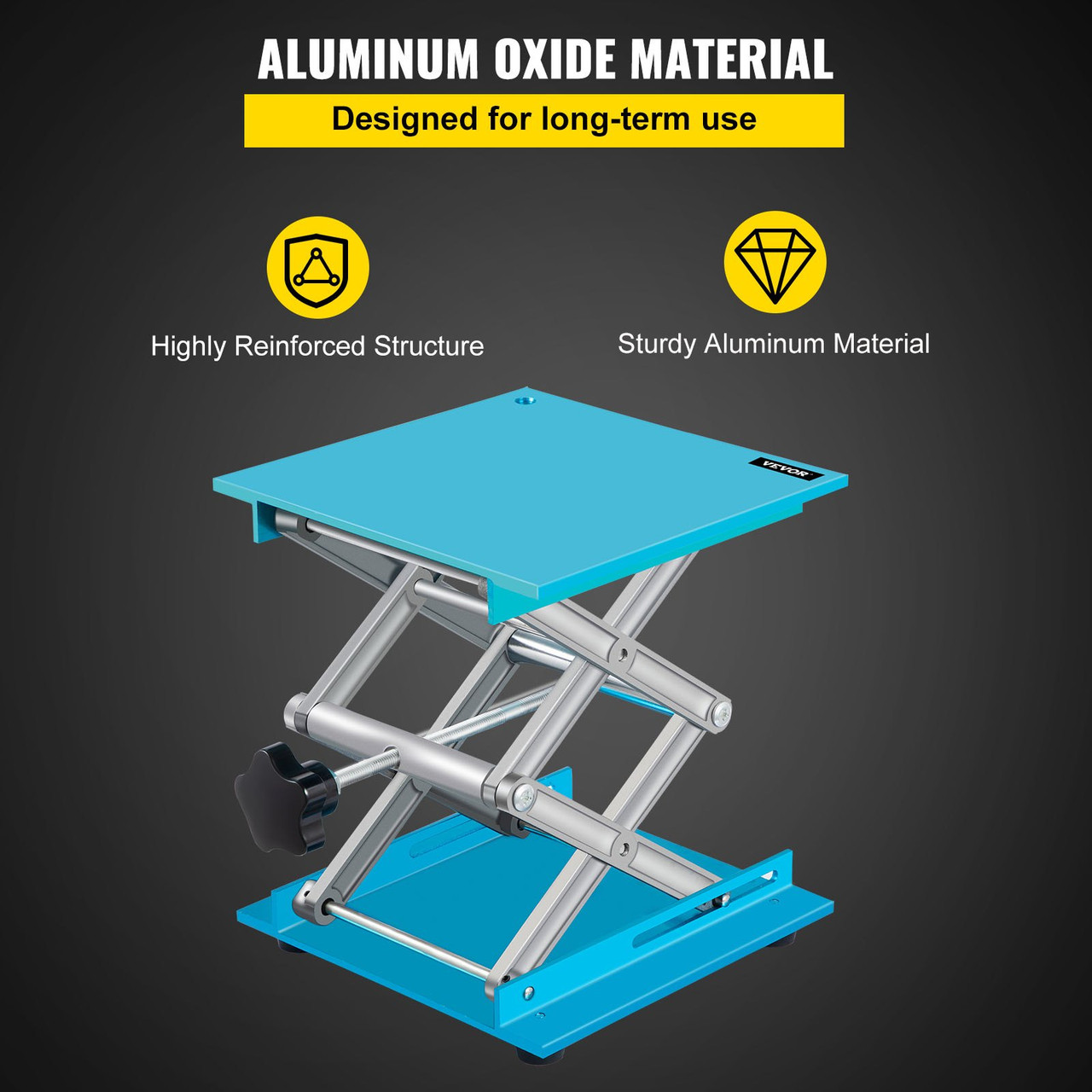 Lab Jack Stand, 8" x 8" Aluminum Oxide Lab Lift Jack with 2.4"-12" Adjustable Height, Durable and Stable Laboratory Scissor Jack, Lab Jack Platform with 88LBS/40KG Large Loading Capacity