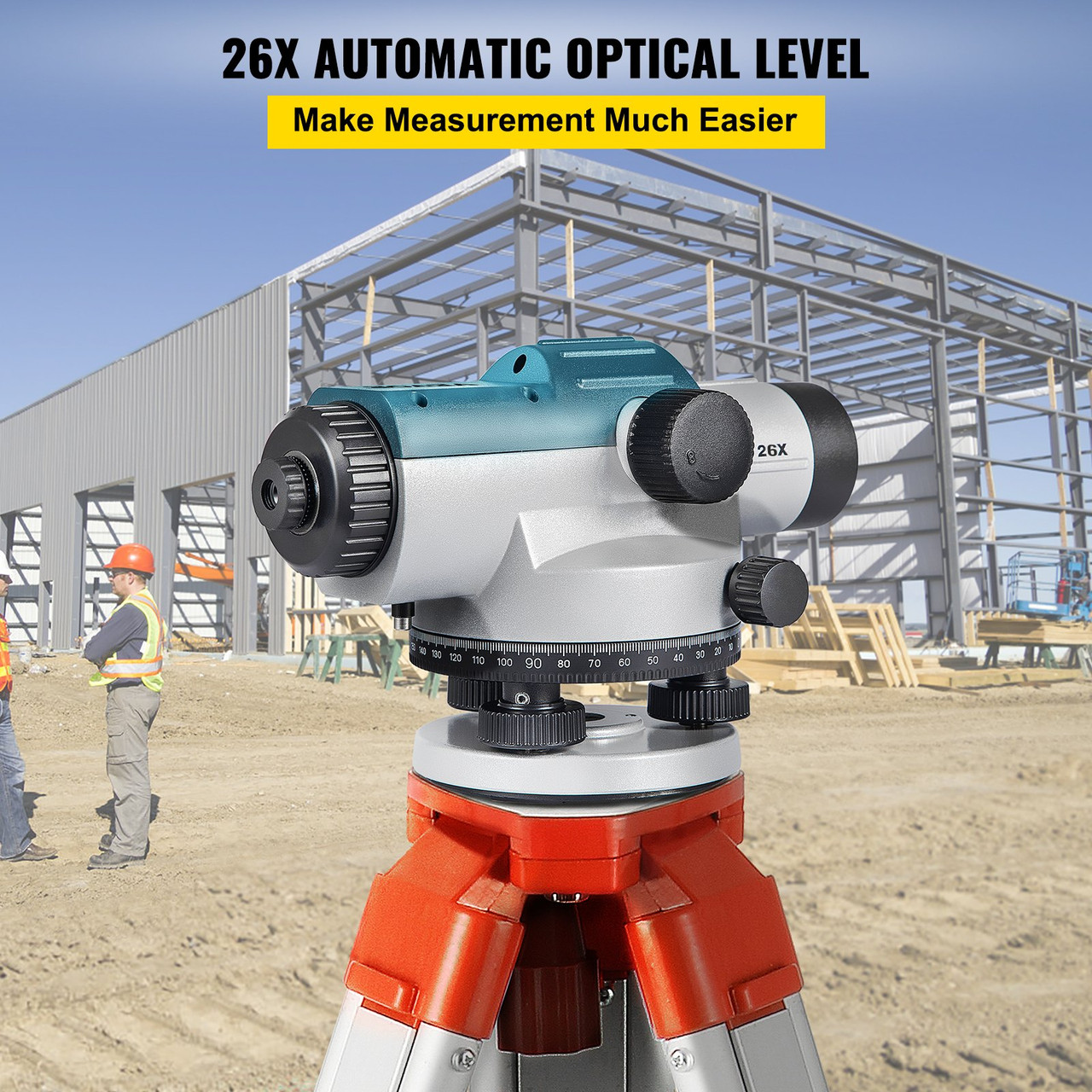 Automatic Optical Level 26X Optical Auto Level Kit High Precision Height/Distance/Angle Level Measure Builders Level with Magnetic Dampened Compensator and Transport Lock, IP54 Waterproof