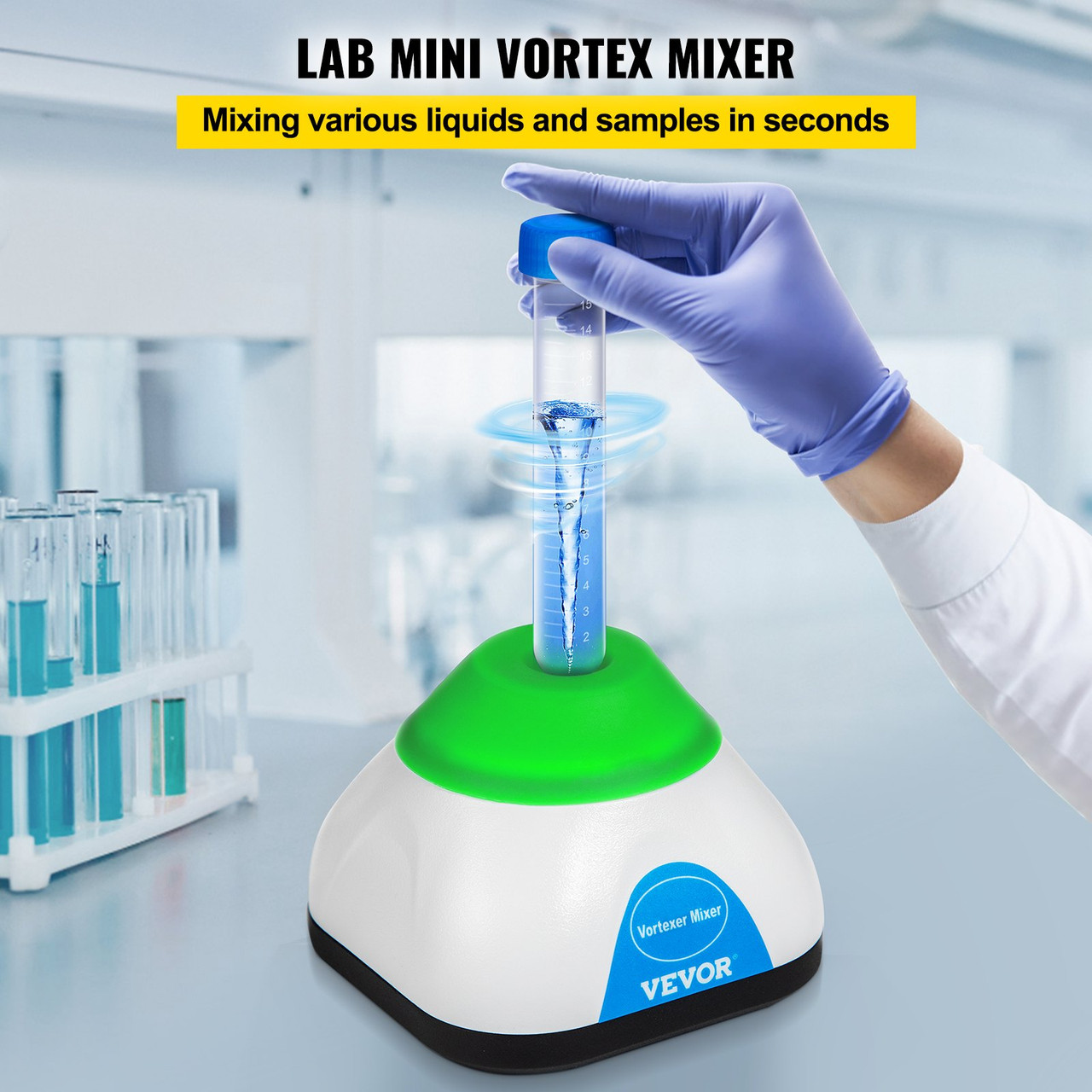 Vortex Mixer, 3000RPM Mini Vortex Mixer Shaker, Touch Function Scientific Lab Vortex Shaker, Mix Up to 50ML, 6mm Orbital Diameter for Test Tube, Tattoo Ink, Nail Polish, Eyelash Adhesives, Paint