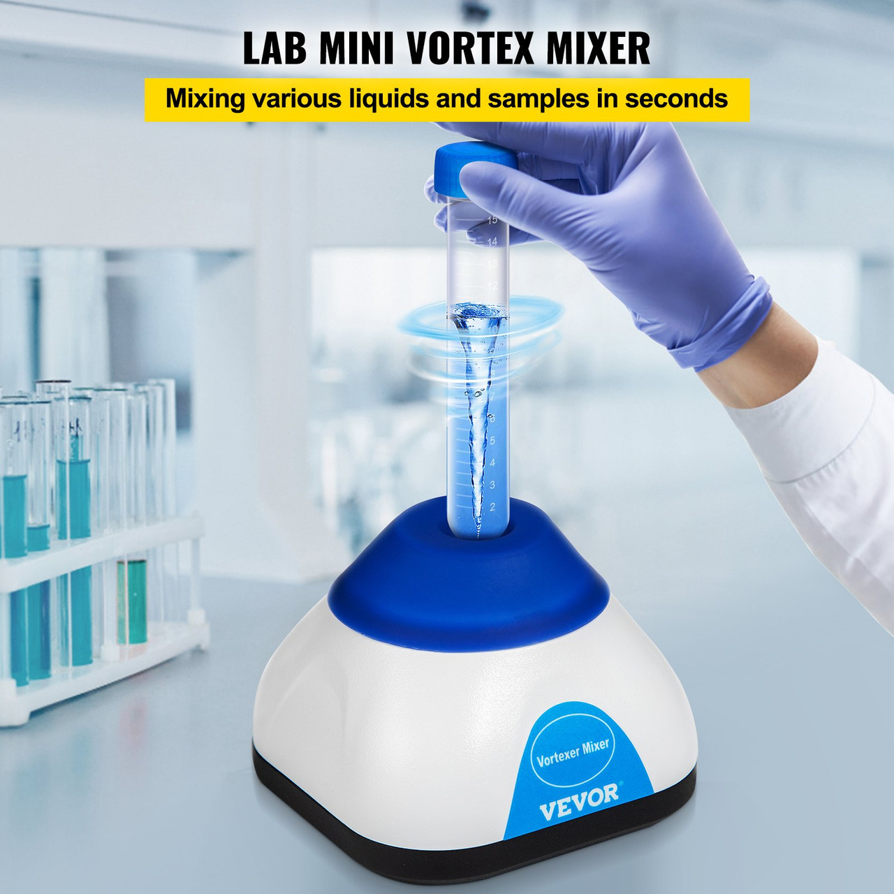 Vortex Mixer, 3000RPM Mini Vortex Mixer Shaker, Touch Function Scientific Lab Vortex Shaker, Mix Up to 50ML, 6mm Orbital Diameter for Test Tube, Tattoo Ink, Nail Polish, Eyelash Adhesives, Paint