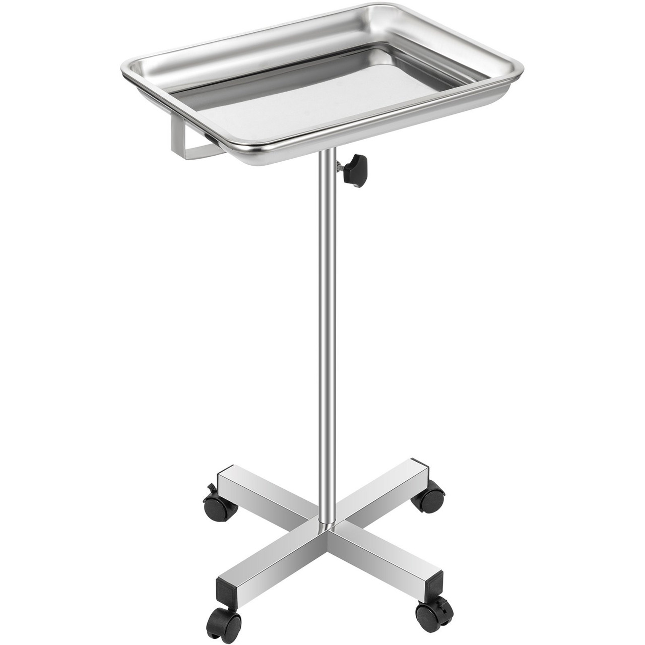 Mayo Tray Stainless Steel Mayo Stand 18x14 Inch Trolley Mayo Tray Stand Adjustable Height 32-51 Inch Instrument Tray w/ Removable Tray & 4 Omnidirectional Wheels for Home Equipment Personal Care