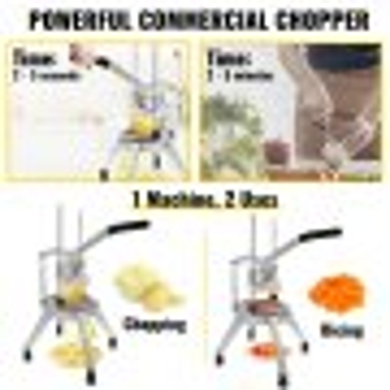 Commercial Chopper w/ 4 Replacement Blades Commercial Vegetable Chopper Stainless Steel French Fry Cutter Potato Dicer & Slicer Commercial Vegetable Fruit Chopper for Restaurants & Home Kitchen