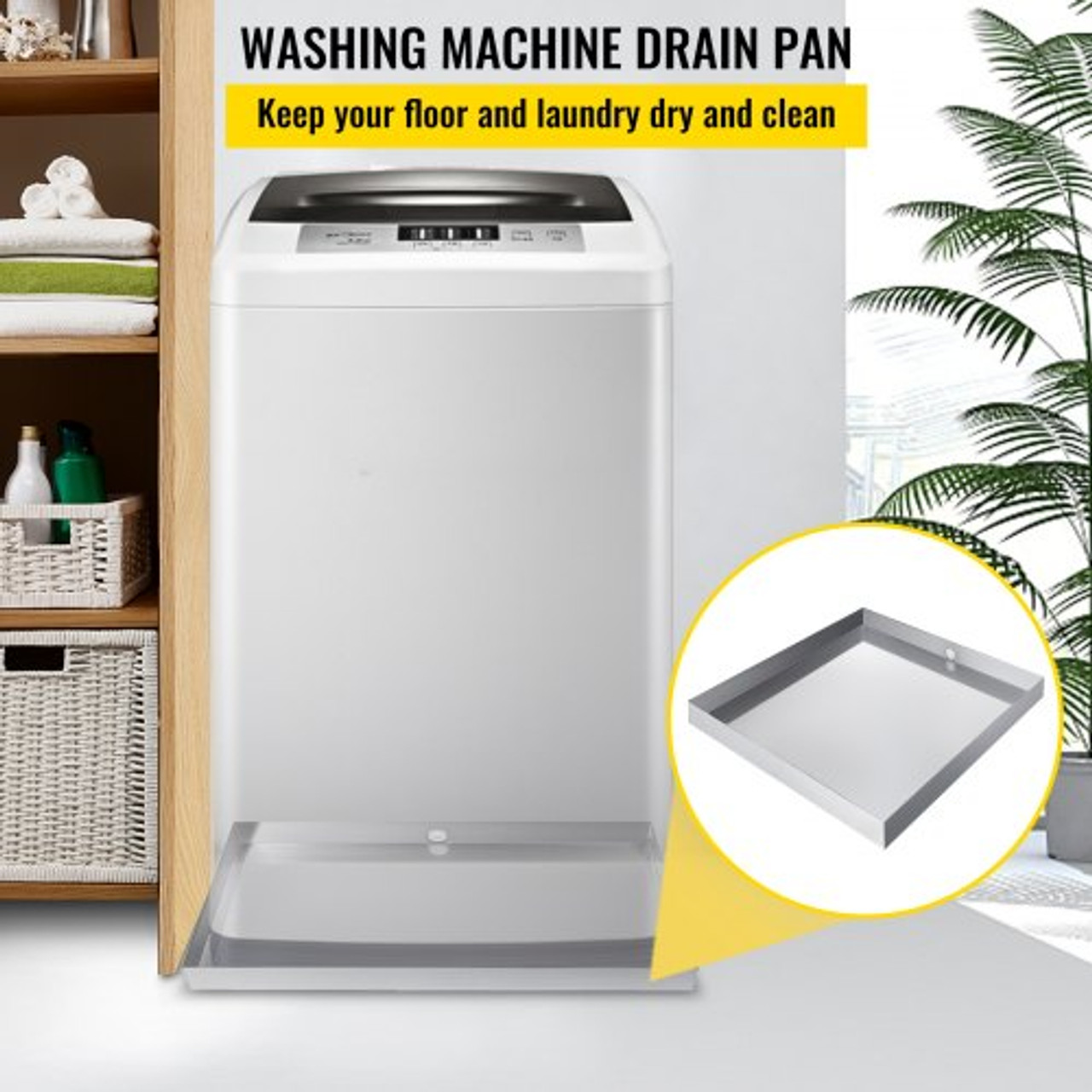 Stainless Steel Washing Machine Drip Pan Tray - Drain Hole Hose