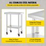 24x18x34 Inch Stainless Steel Work Table 3-Stage Adjustable Shelf with 4 Wheels Heavy Duty Commercial Food Prep Worktable with Brake for Kitchen Prep Work