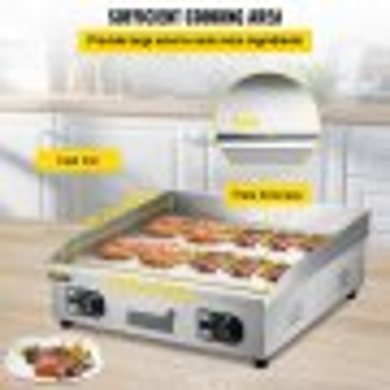 29" Commercial Electric Griddle 110V 3000W Electric Countertop Griddle Non-Stick Restaurant Teppanyaki Flat Top Grill Stainless Steel Adjustable Temperature Control 122øF-572øF (NO PLUG)