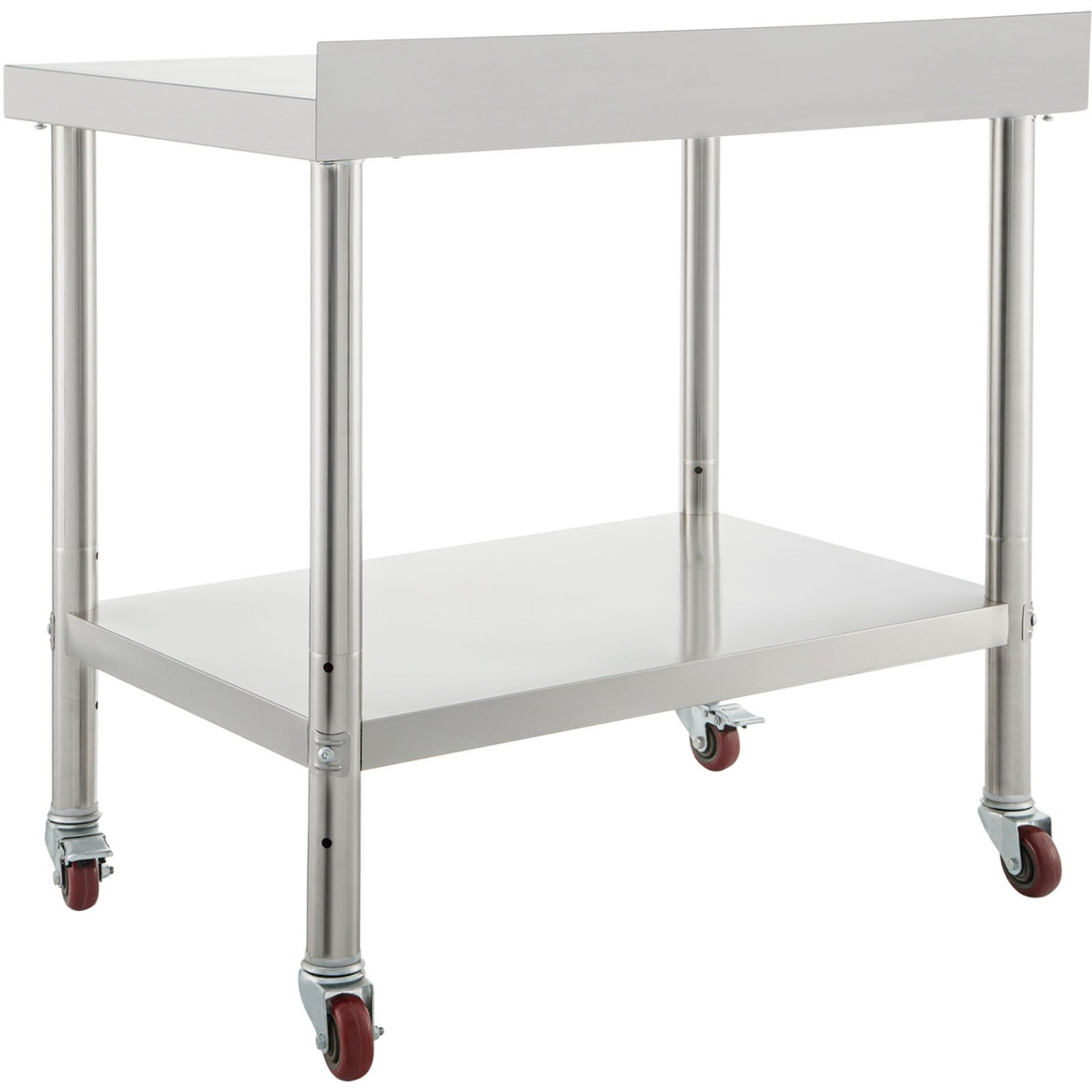 Stainless Steel Prep Table, 36 x 24 x 35 Inch, 440lbs Load Capacity Heavy Duty Metal Worktable with Backsplash Adjustable Undershelf & 4 Casters,