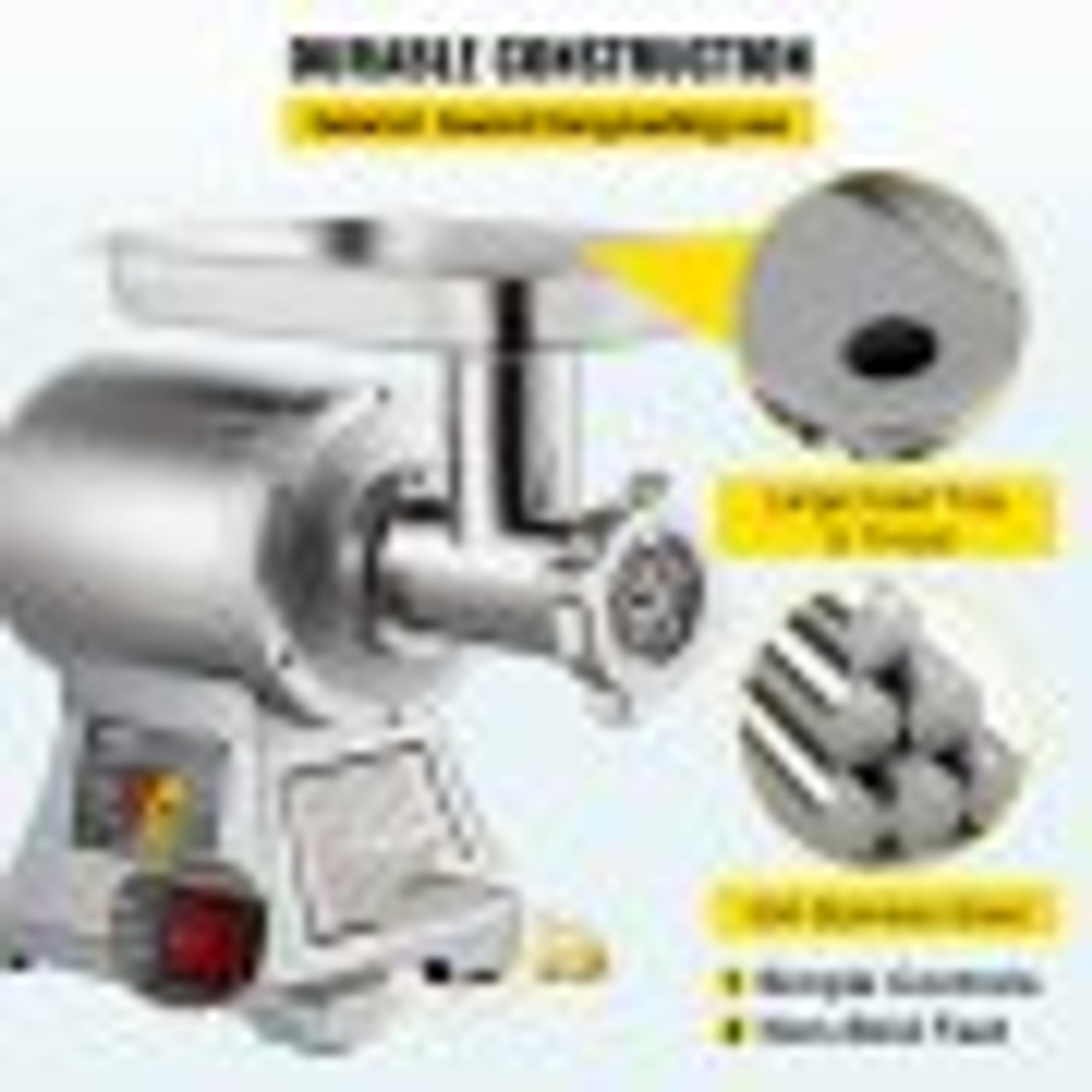 Commercial Meat Grinder,550LB/h 1100W Electric Sausage Stuffer, 220 RPM Heavy Duty Stainless Steel Industrial Meat Mincer w/2 Blades, Grinding Plates & Stuffing Tubes